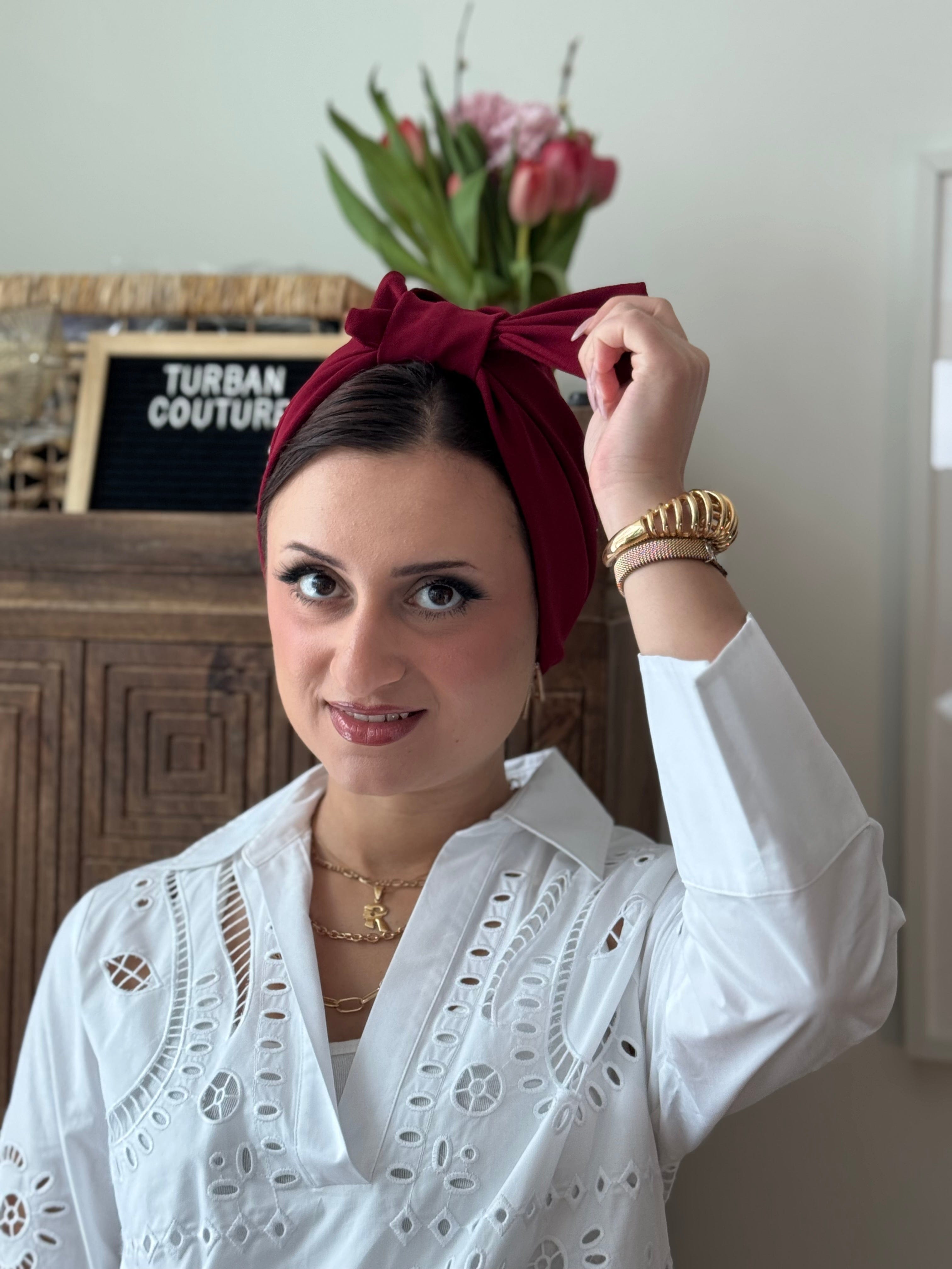 Turban Bow (NO BOW) - Burgundy