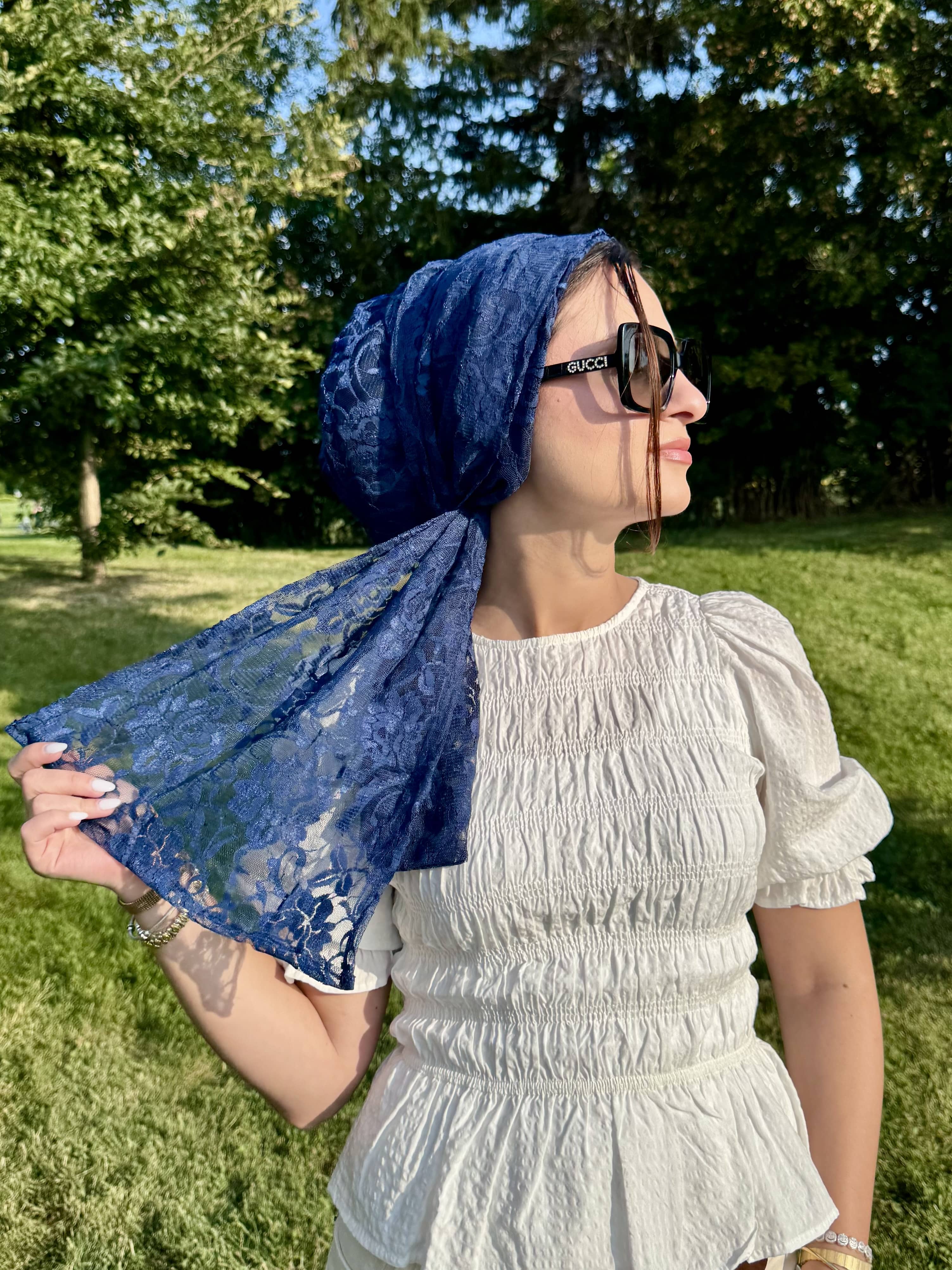 Beanie Wrap Lace - Royal Navy