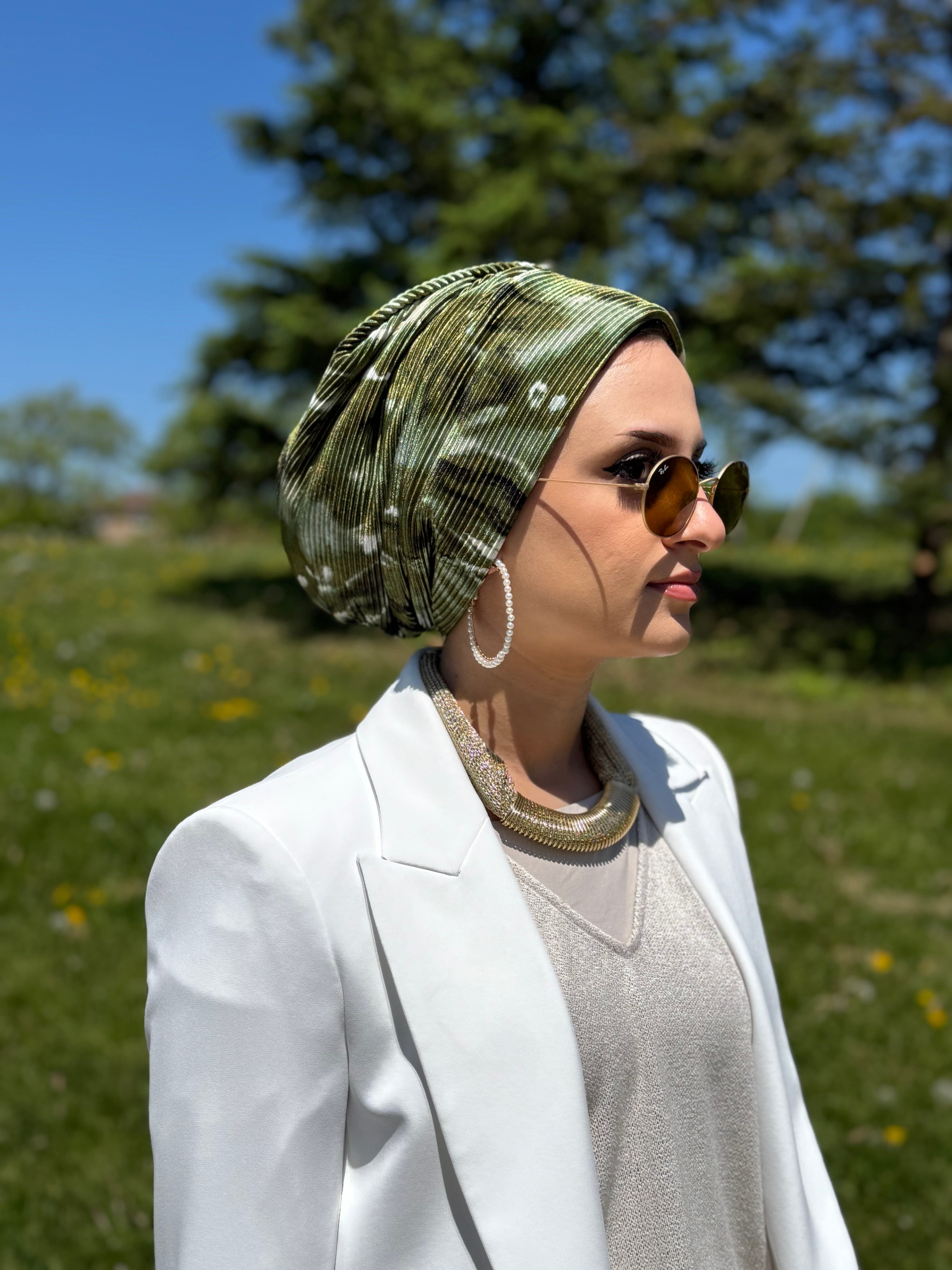 Beanie Pleated - Green Ombré