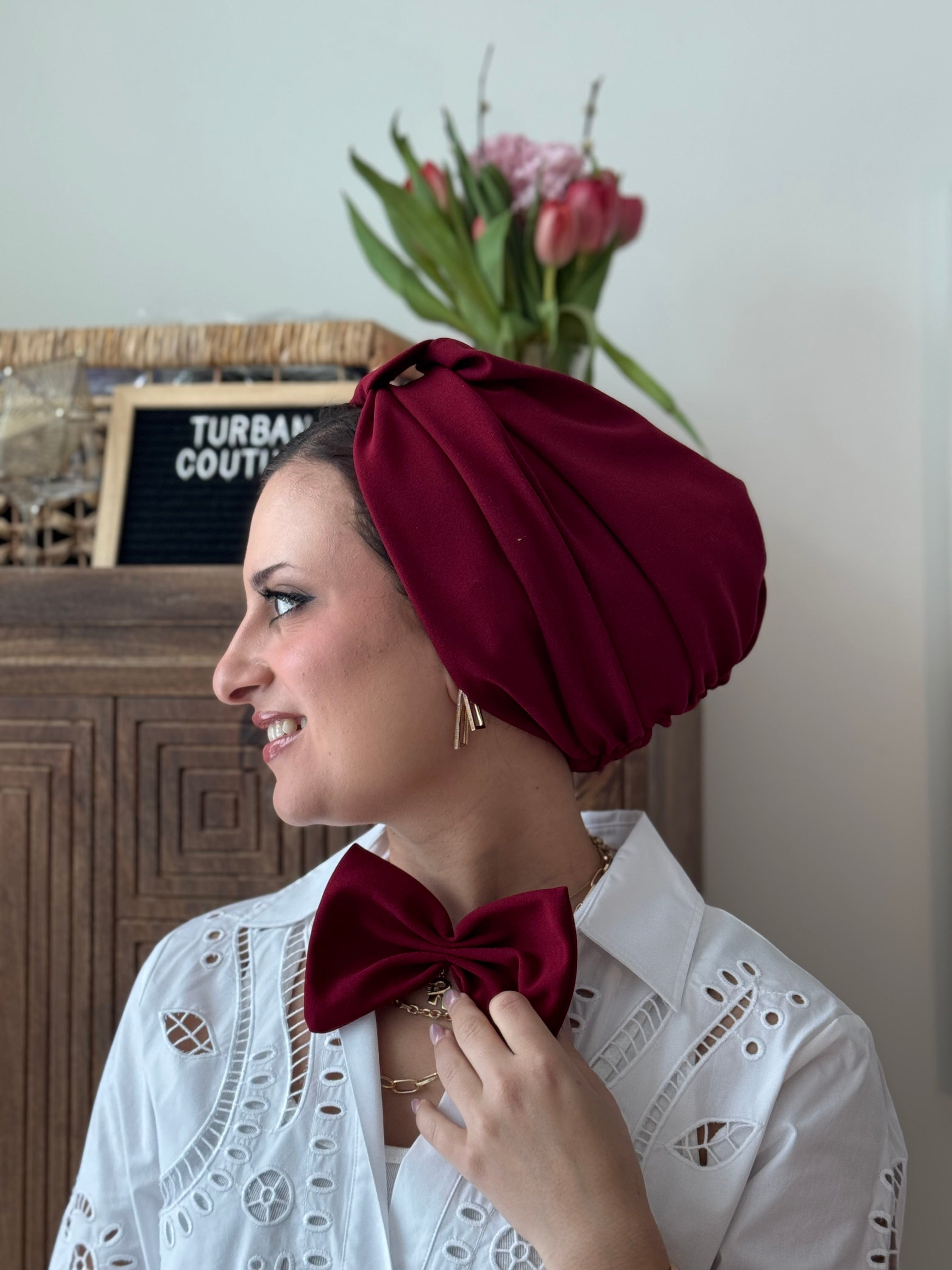 Turban Bow (NO BOW) - Burgundy