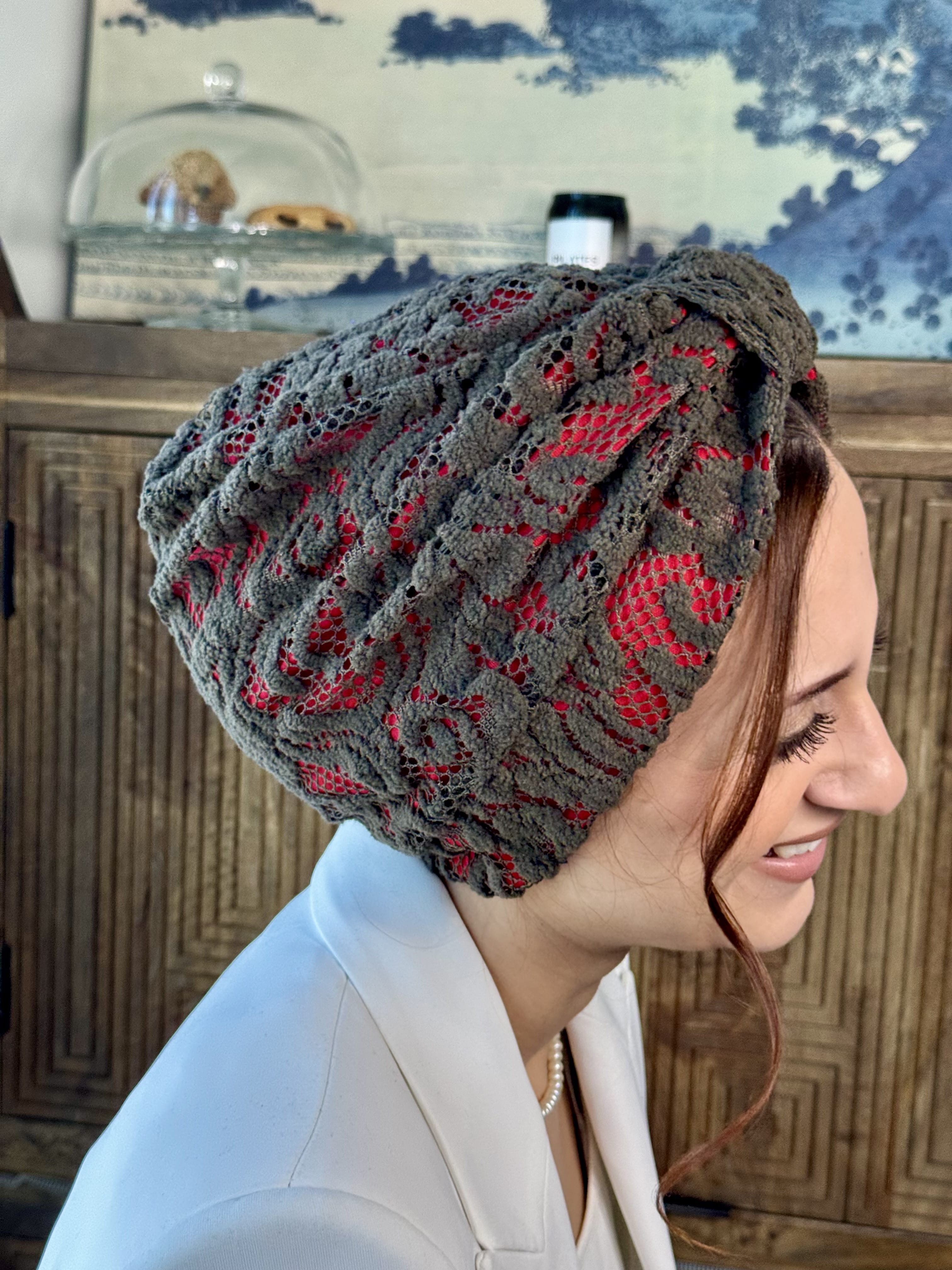 Turban Basic Lace - Chocolate Red