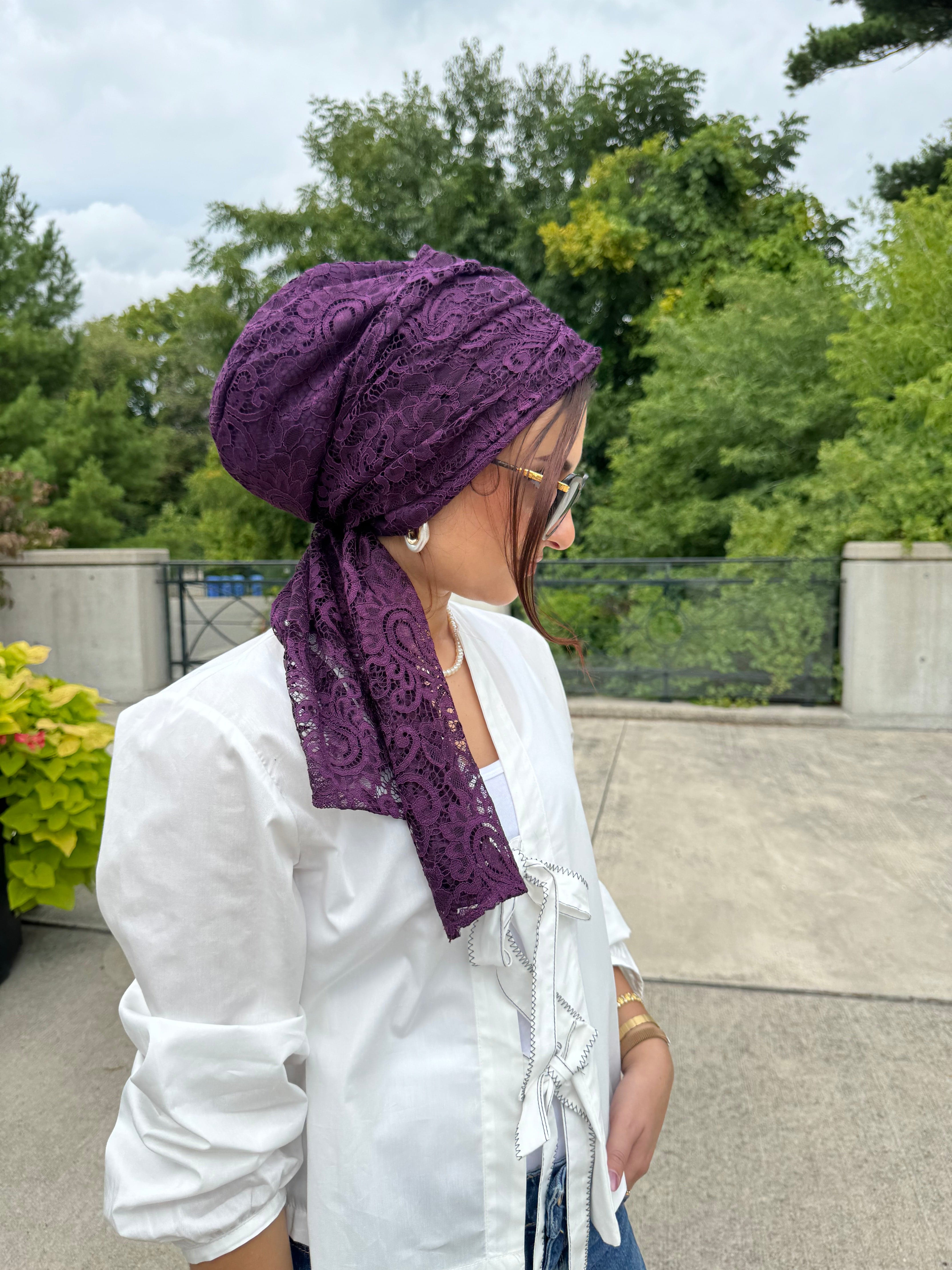 Beanie Wrap Lace - Plum