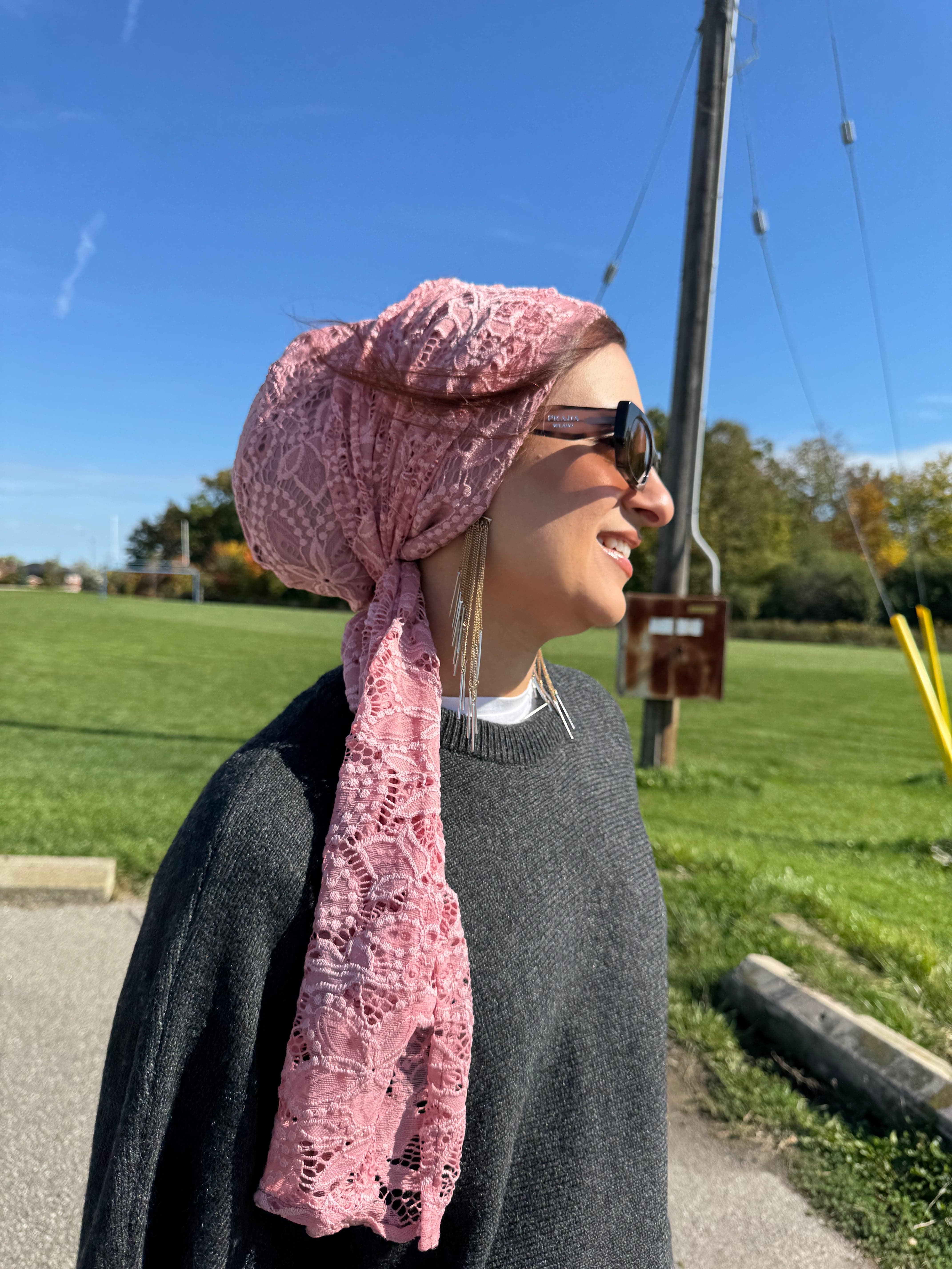 Beanie Wrap Lace - Baby Pink