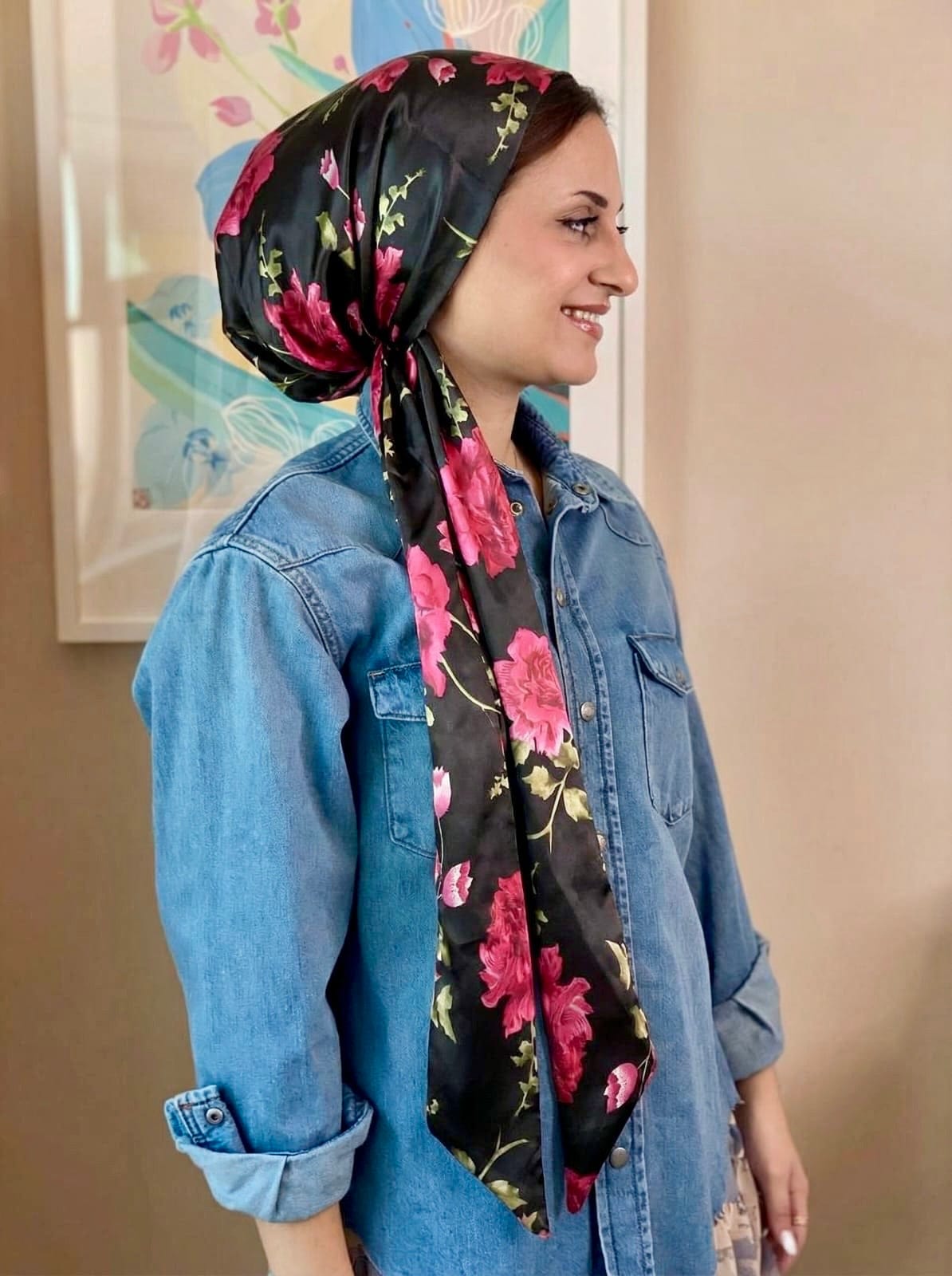 Head Wrap Satin - Burgundy Black