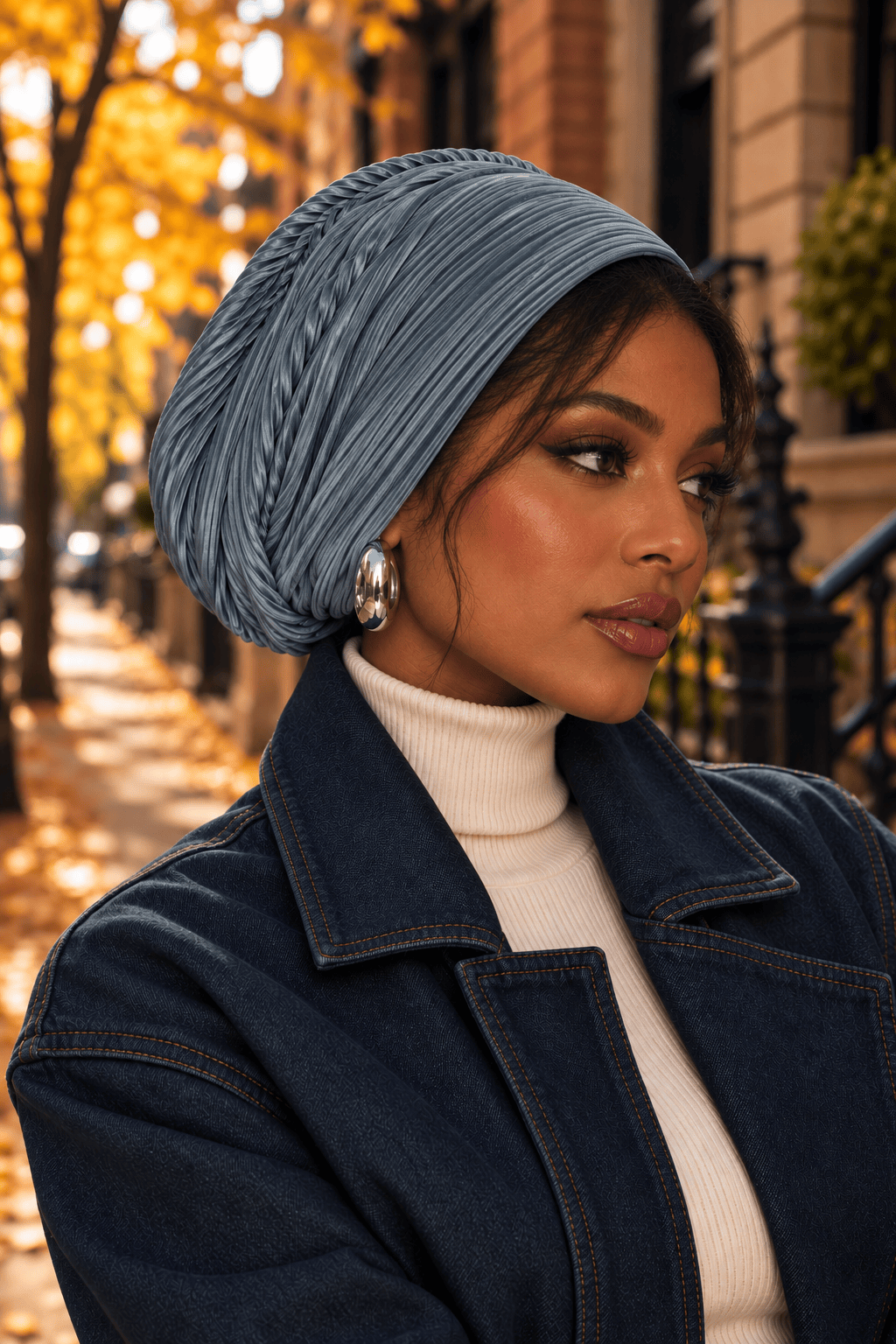 Beanie Pleated - Blue Sky