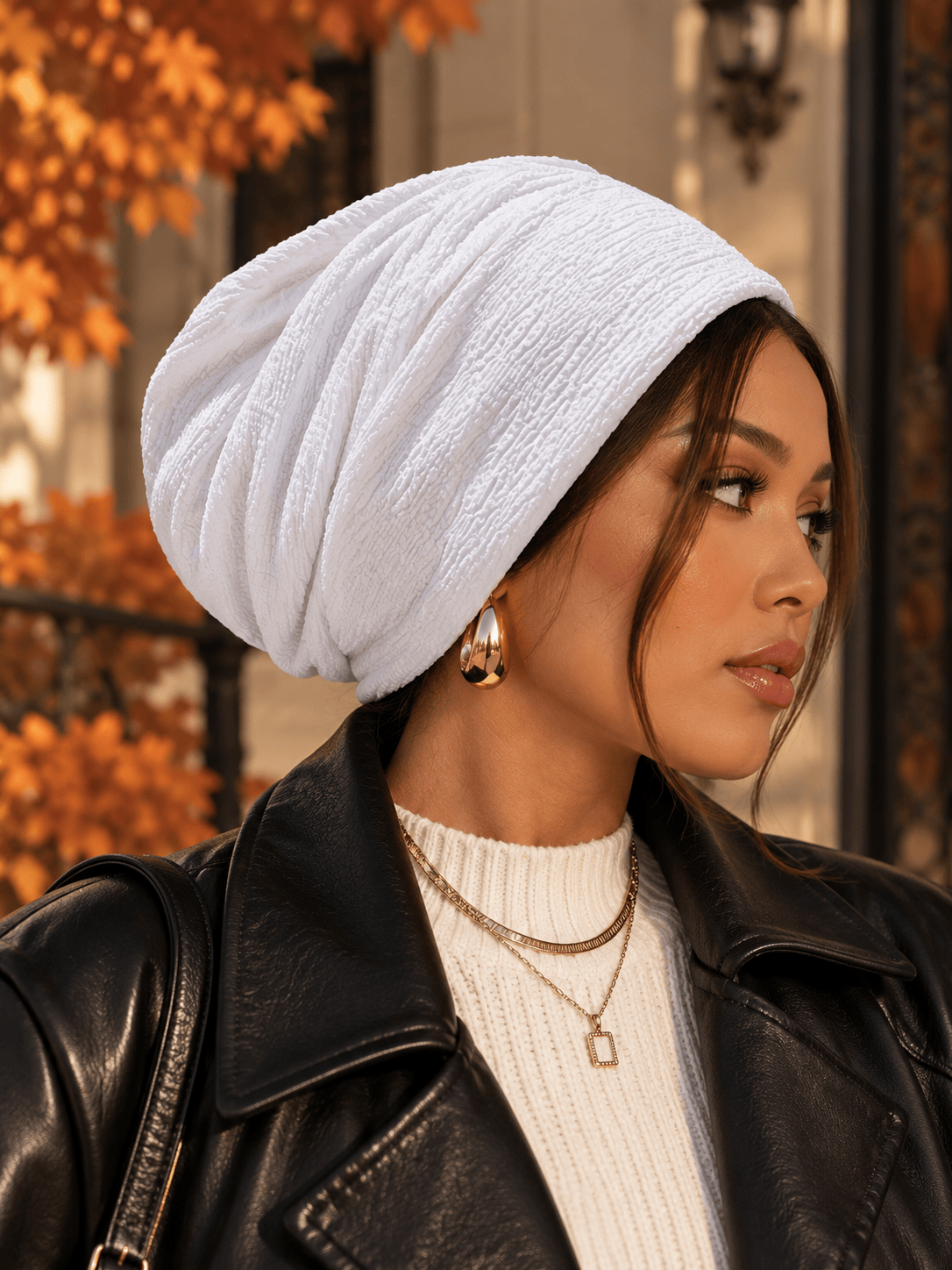 Beanie Rippled - White