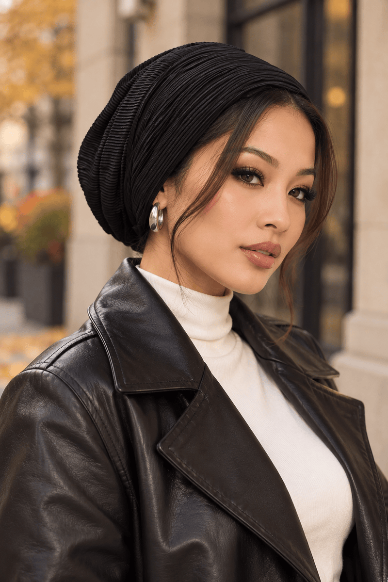 Beanie Pleated - Black