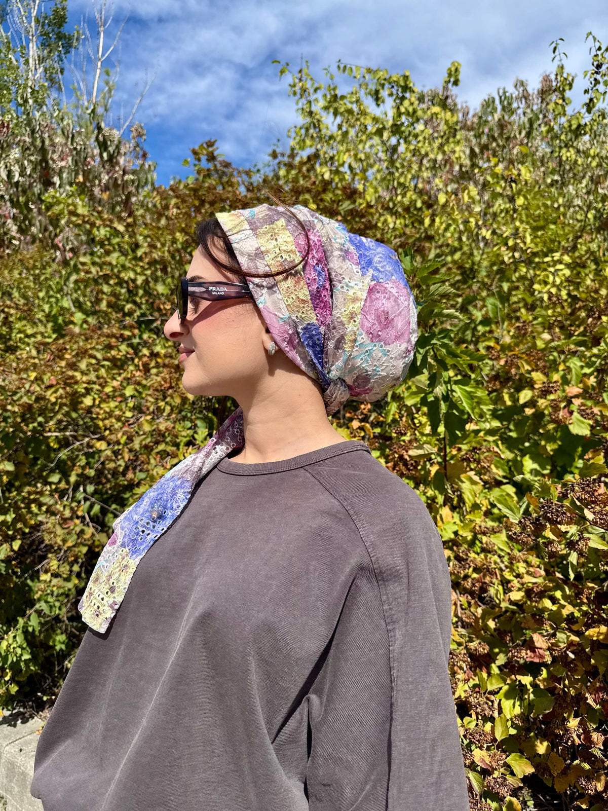 Beanie Wrap Lace - Floral 1 Blue Pink Yellow