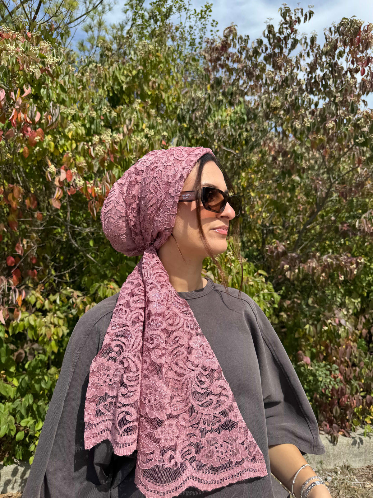 Beanie Wrap Lace - Blush Pink