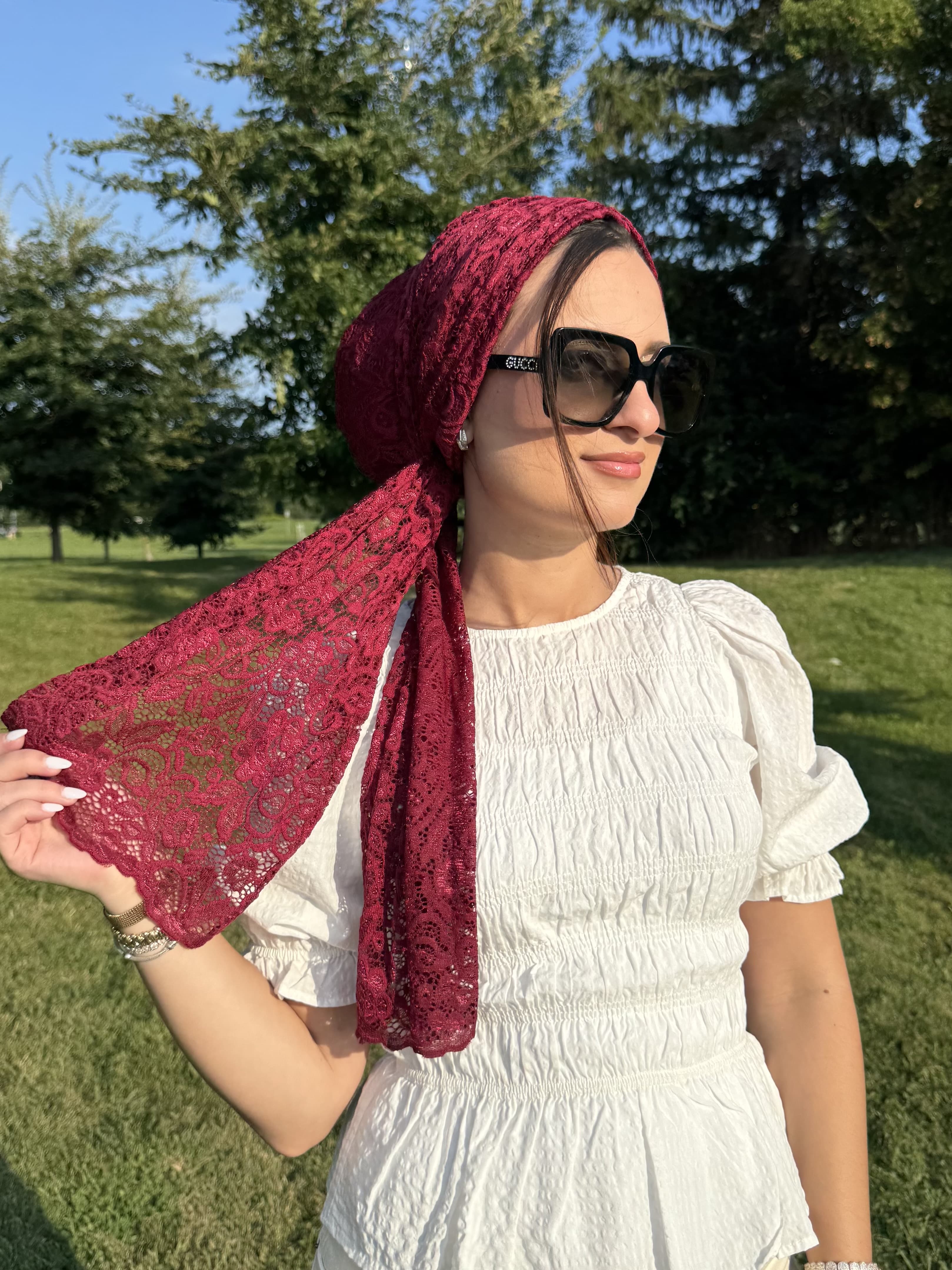 Beanie Wrap Lace - Bordeaux