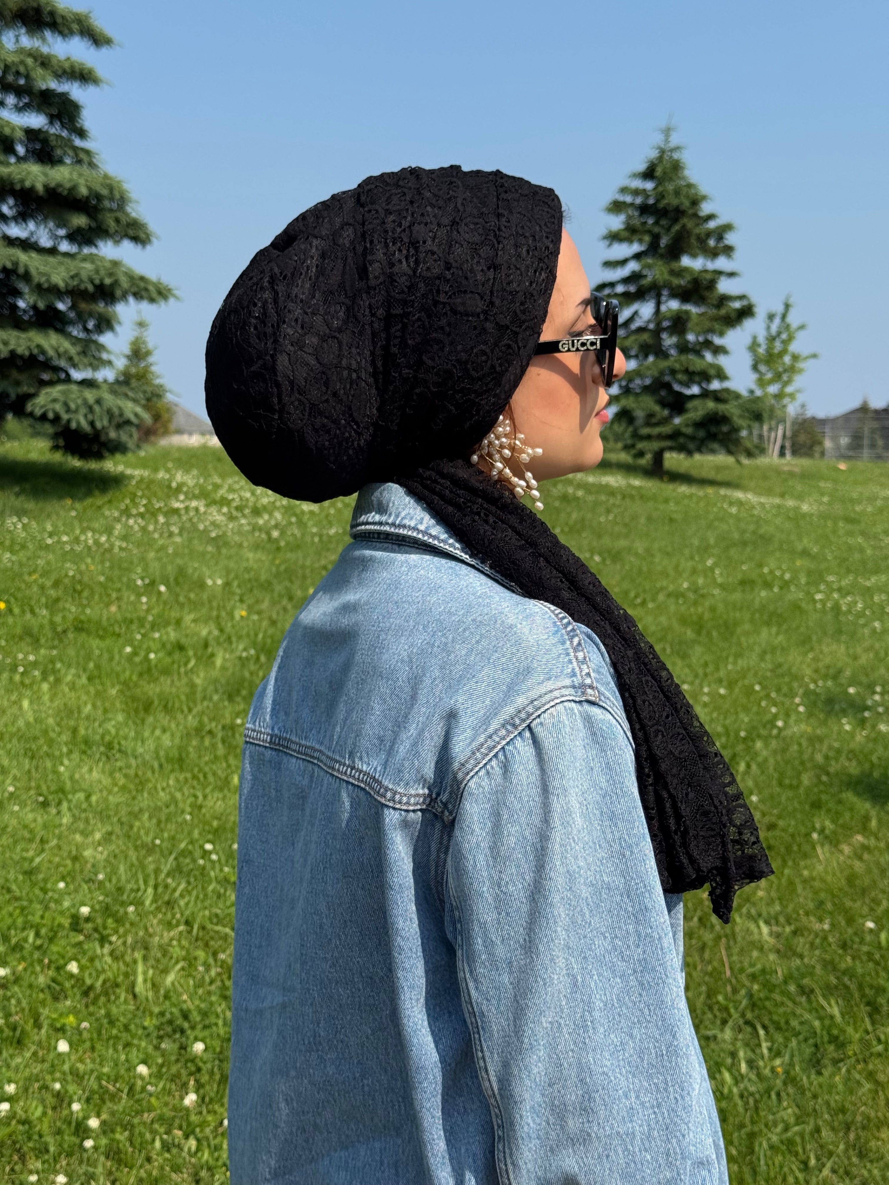 Beanie Wrap Lace - Black