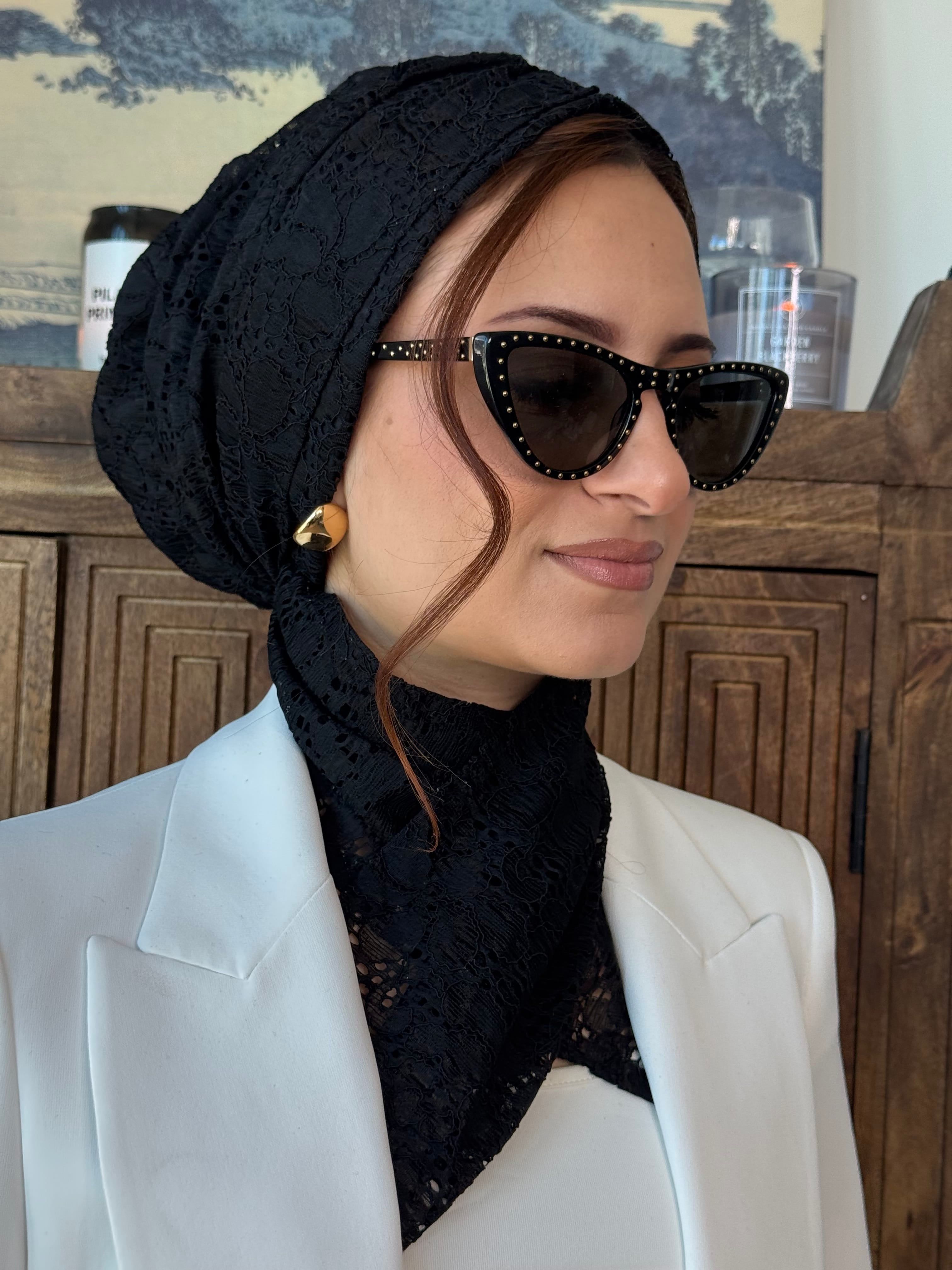 Beanie Wrap Lace - IBlack 🖤