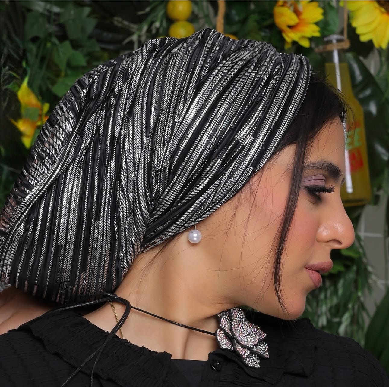 Beanie Metallic - Black Silver - Turban Couture