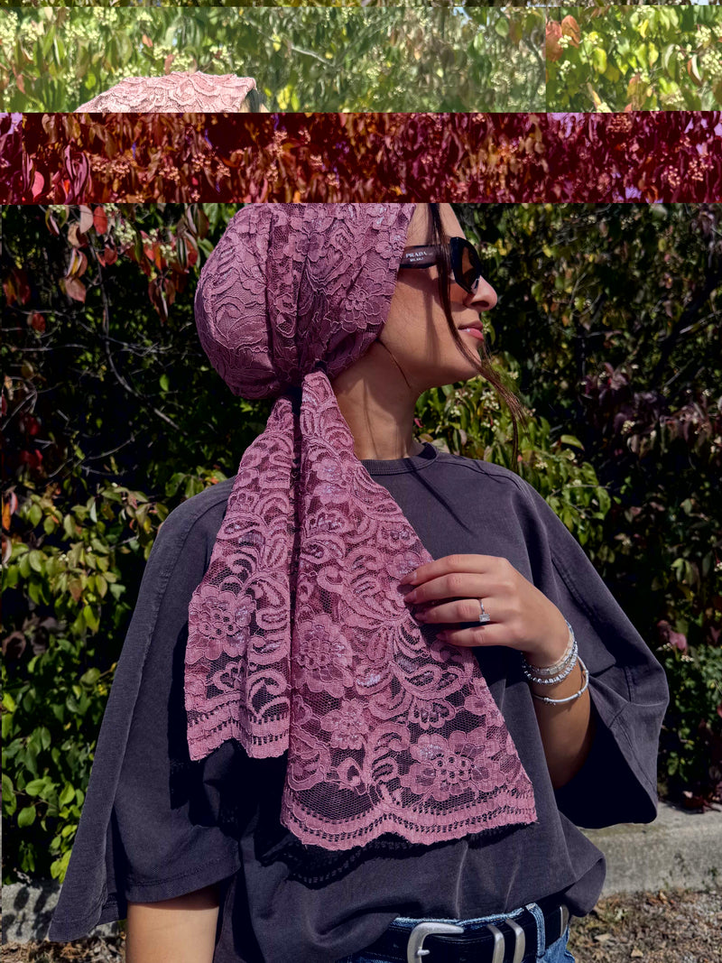 Beanie Wrap Lace - Blush Pink