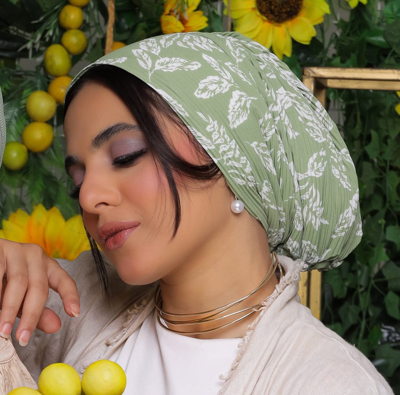 Beanie Pleated Cornice Fabric - Green Leaf 🍃