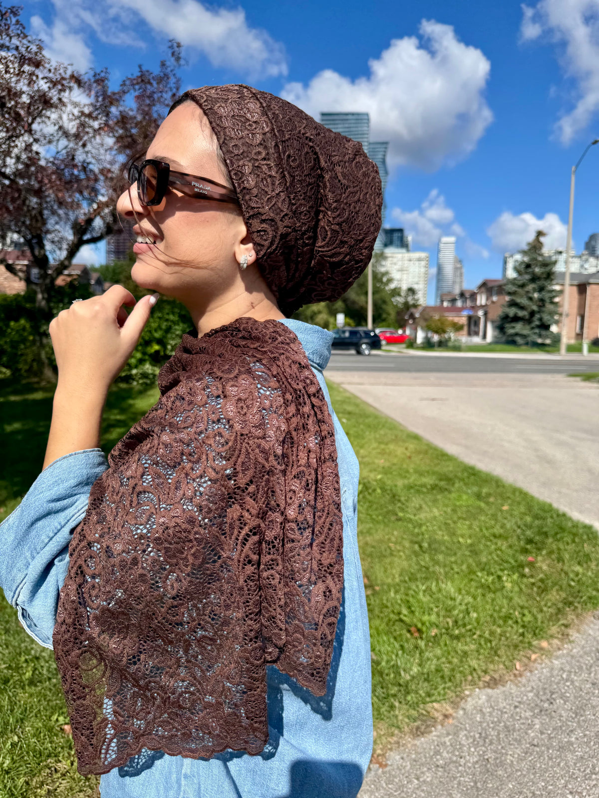 Beanie Wrap Lace - Dark Chocolate