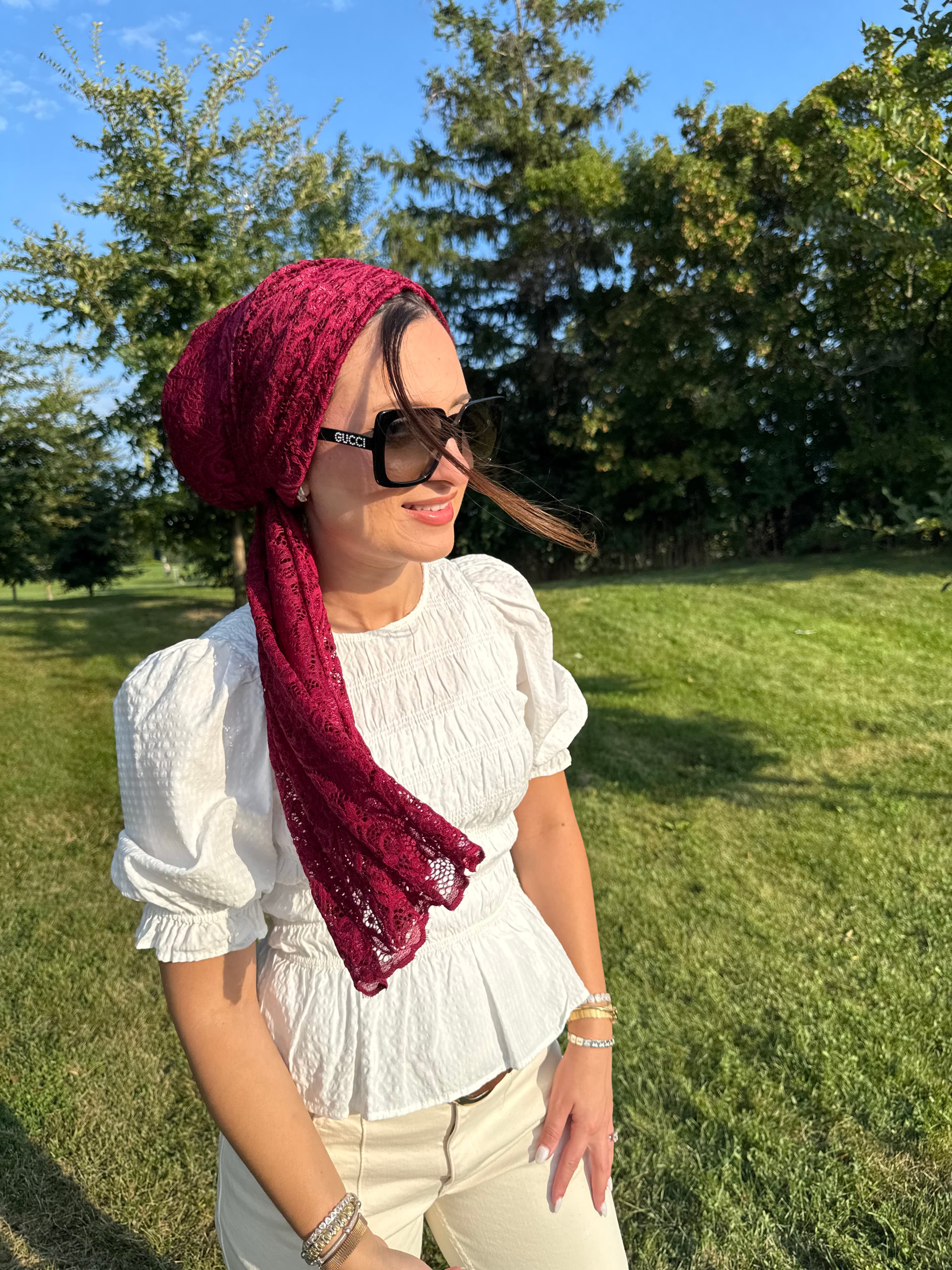 Beanie Wrap Lace - Bordeaux