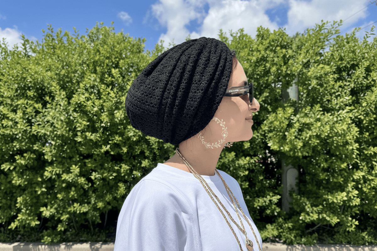 Beanie Cross Front Knit - Black