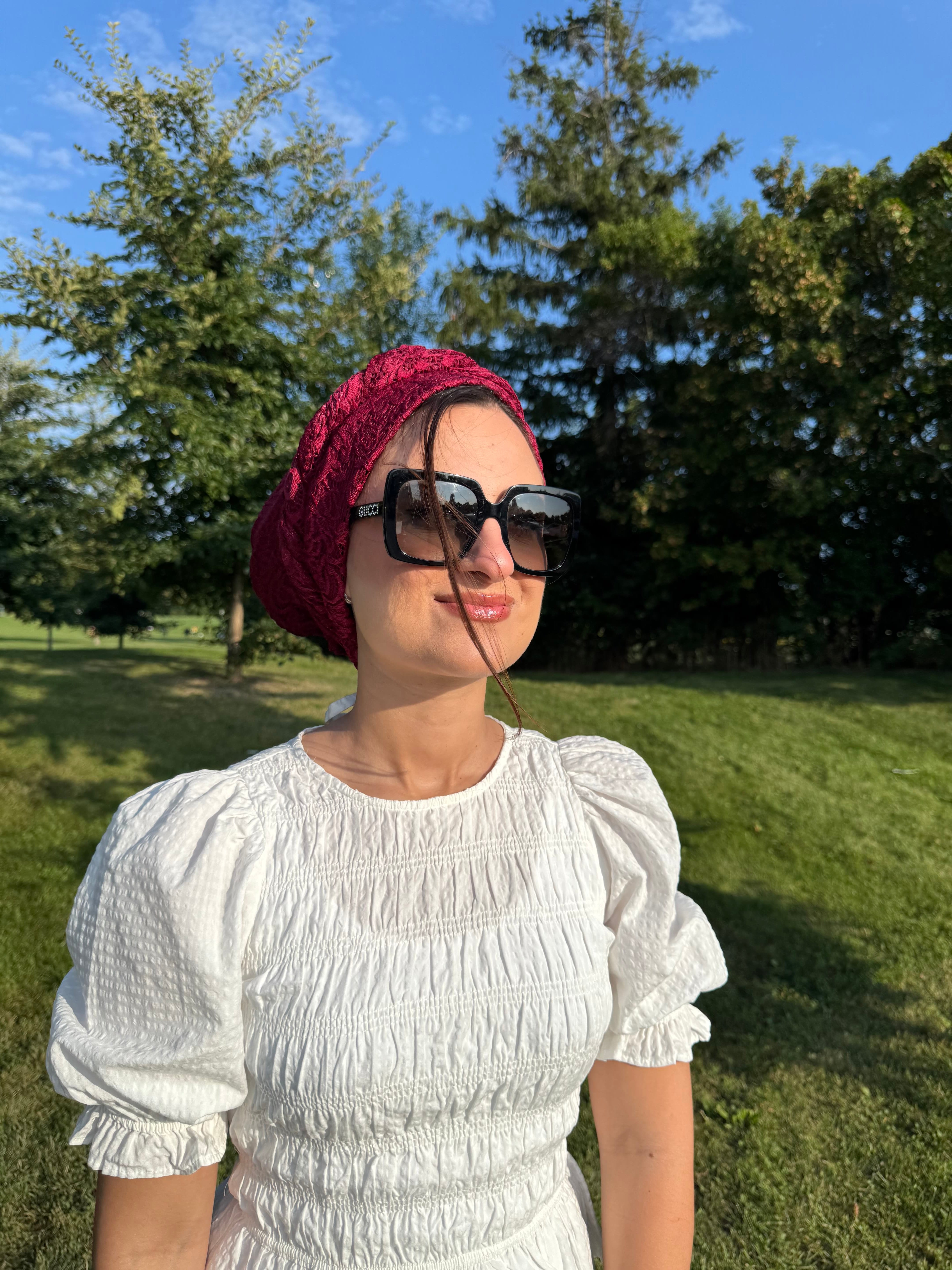 Beanie Wrap Lace - Bordeaux