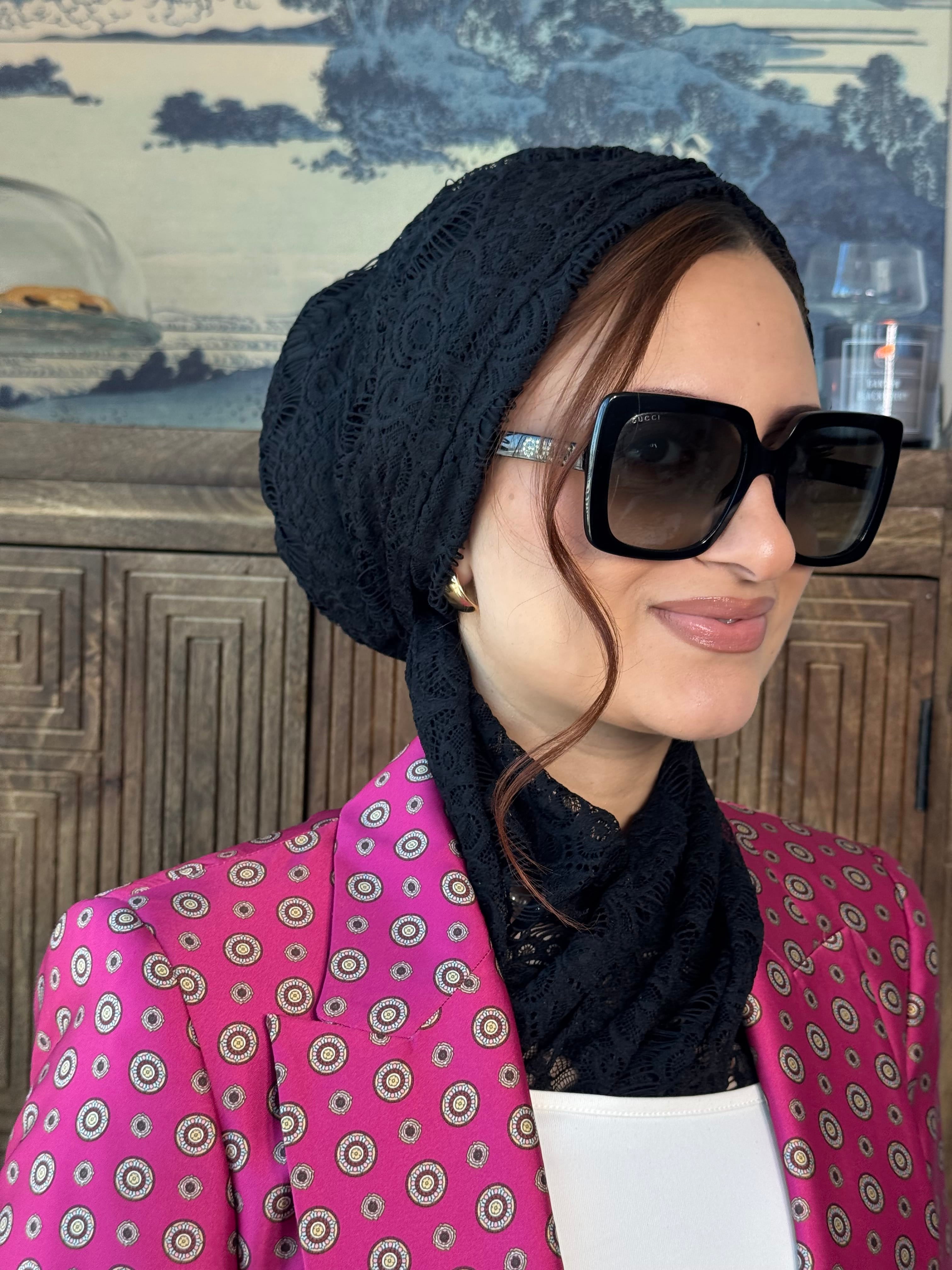 Beanie Wrap Lace - Black II 🖤