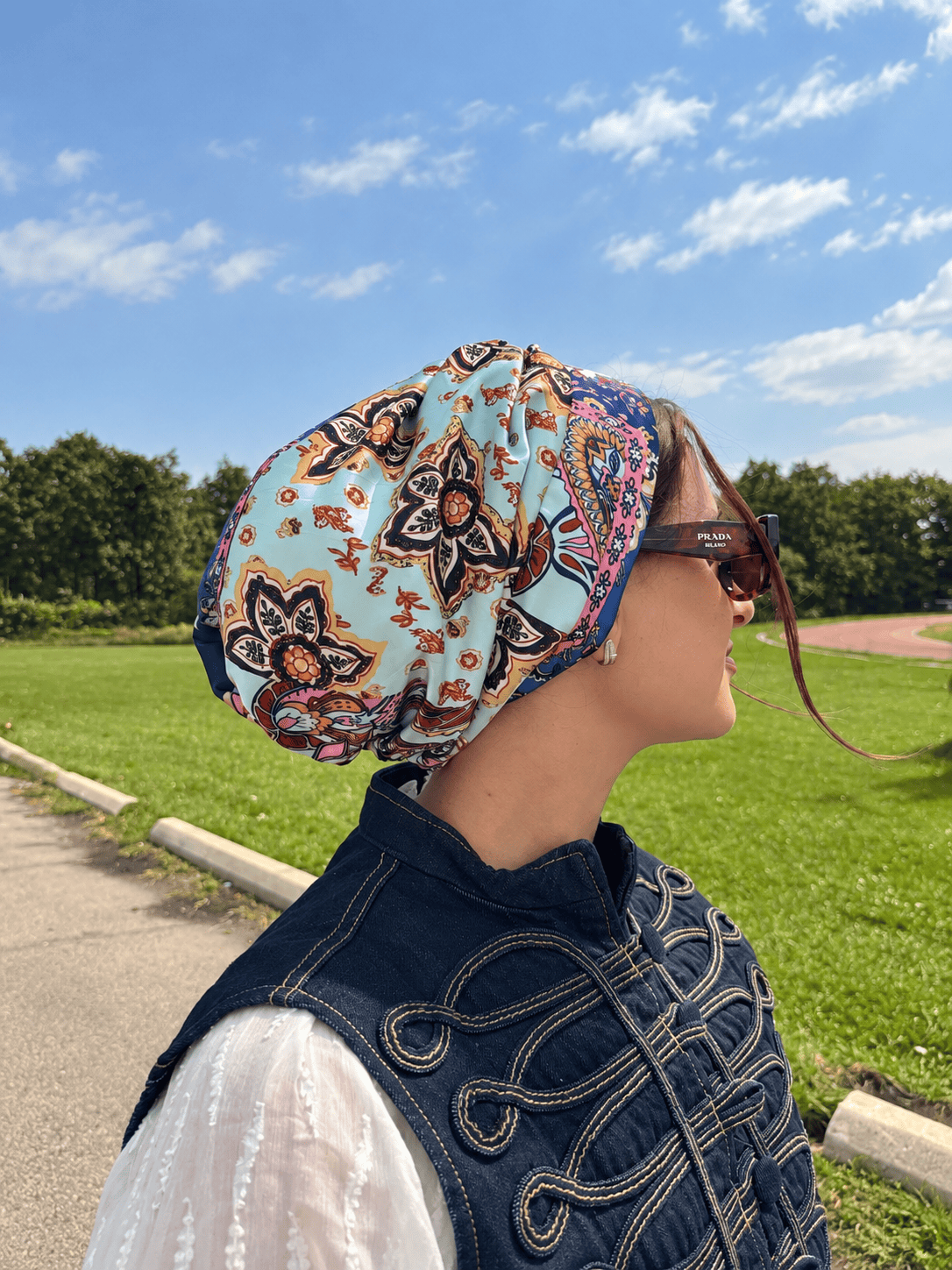 Beanie Satin - Paisley Blue Navy