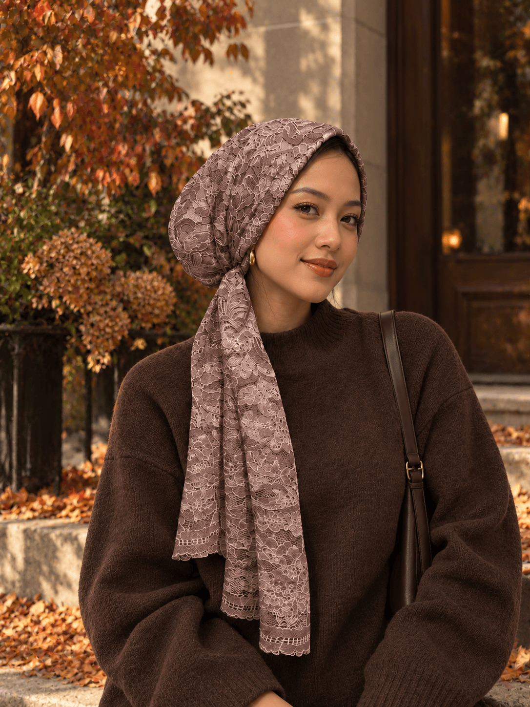 Beanie Wrap Lace - Fall Pale Brown