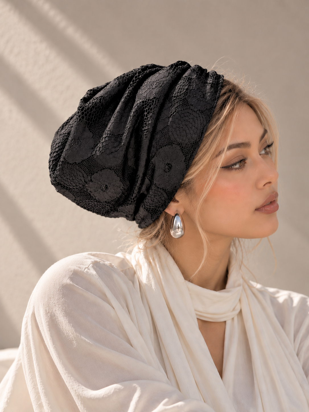 Beanie Drapes Lace - Black 🖤