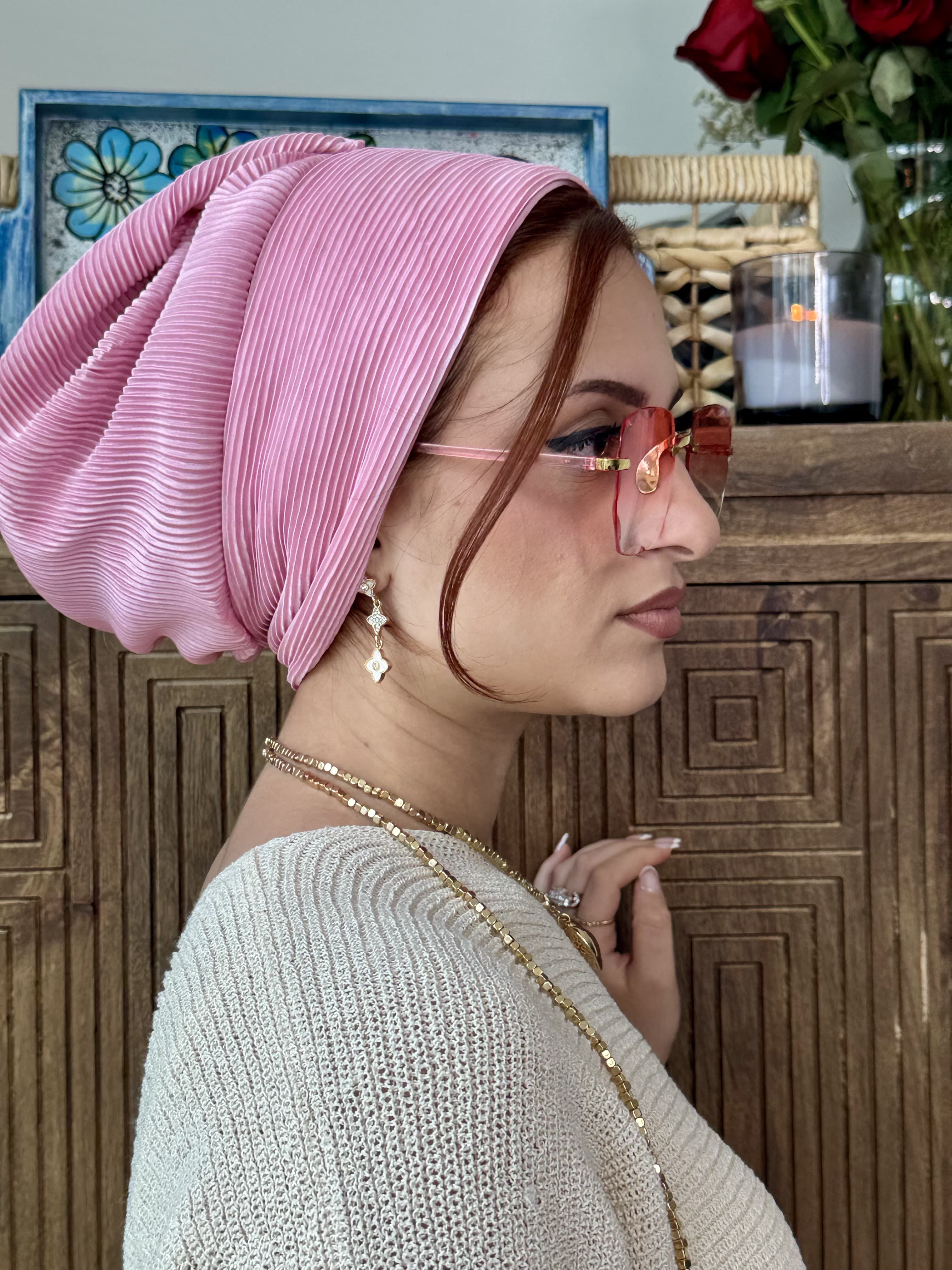 Beanie pleated - Pink Rose