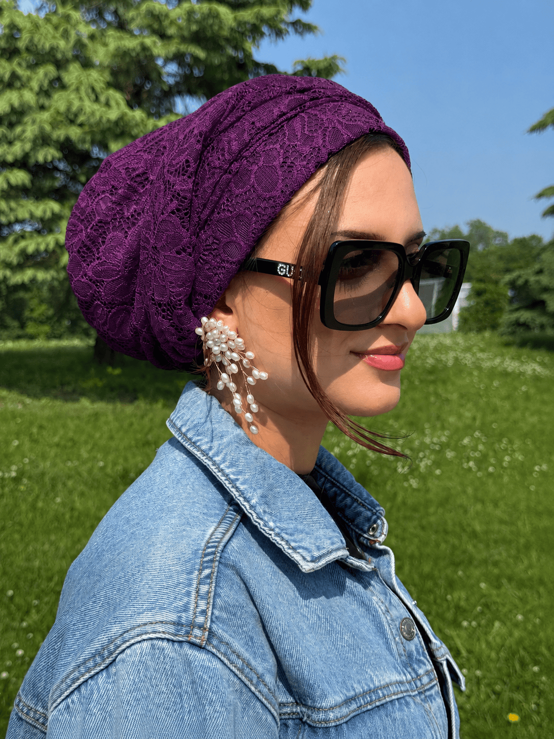 Beanie Wrap Lace - New Plum