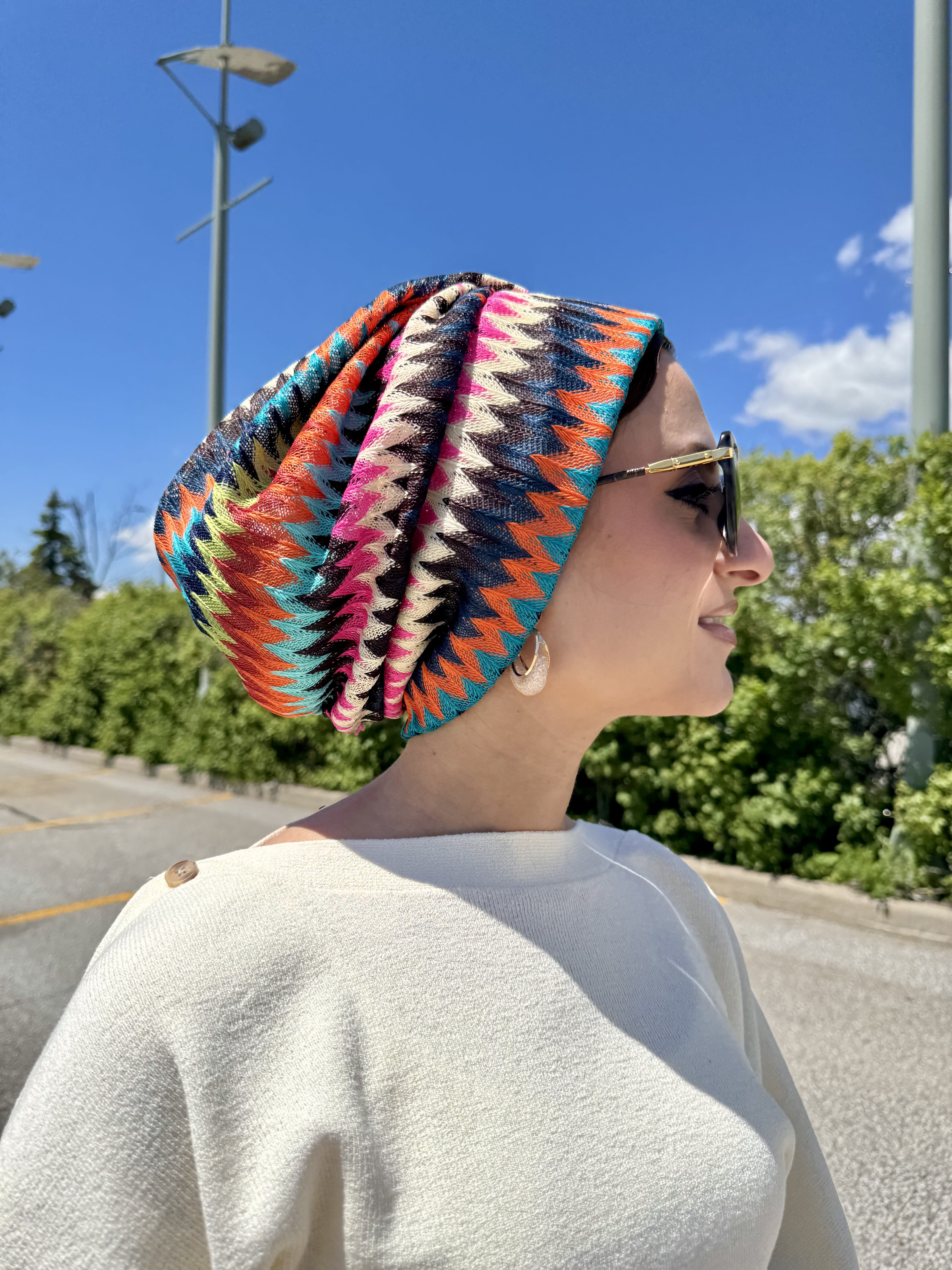 Beanie Knit - Zigzag Colourful