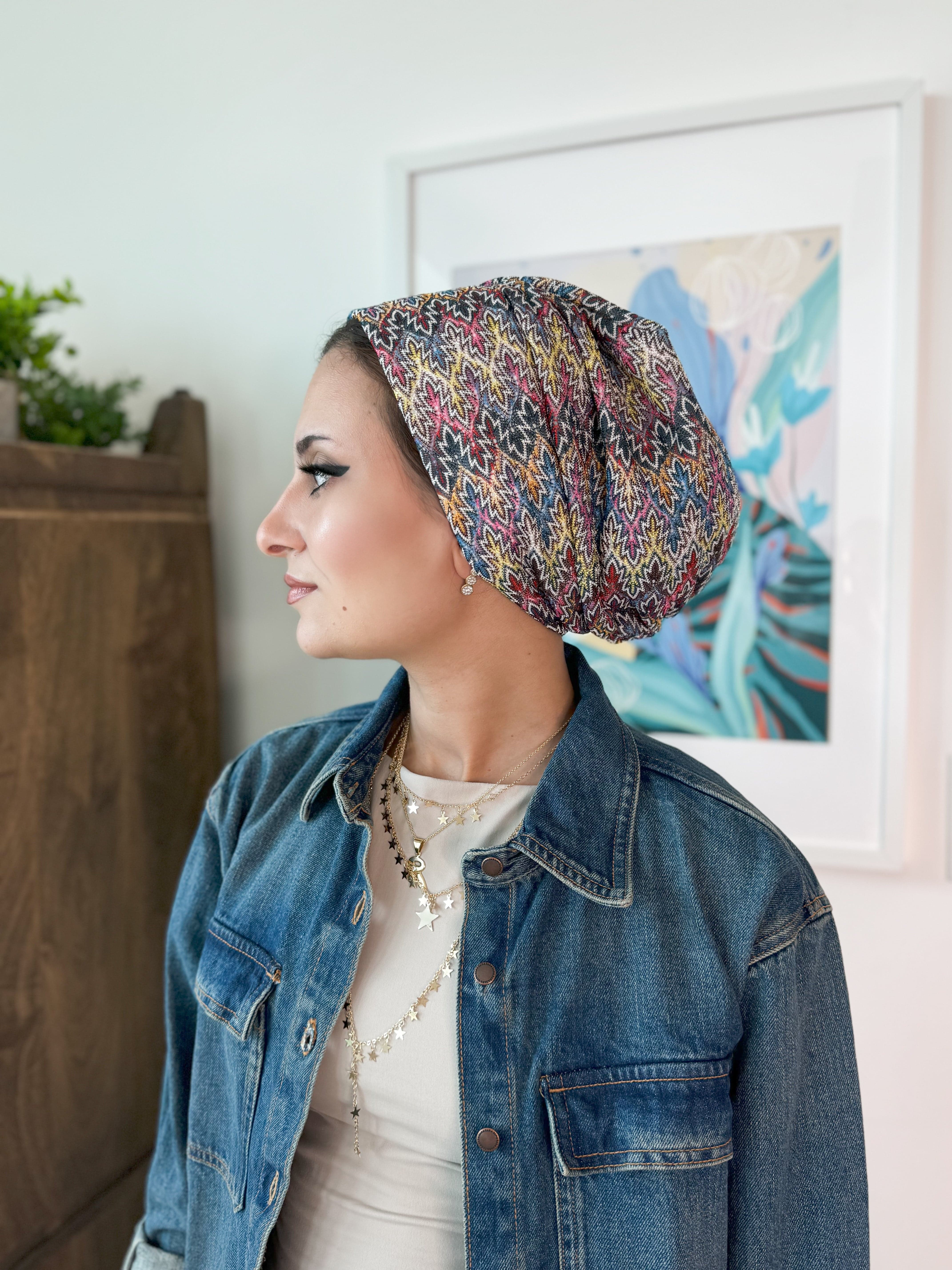 Beanie Knit - Blue Pink Yellow