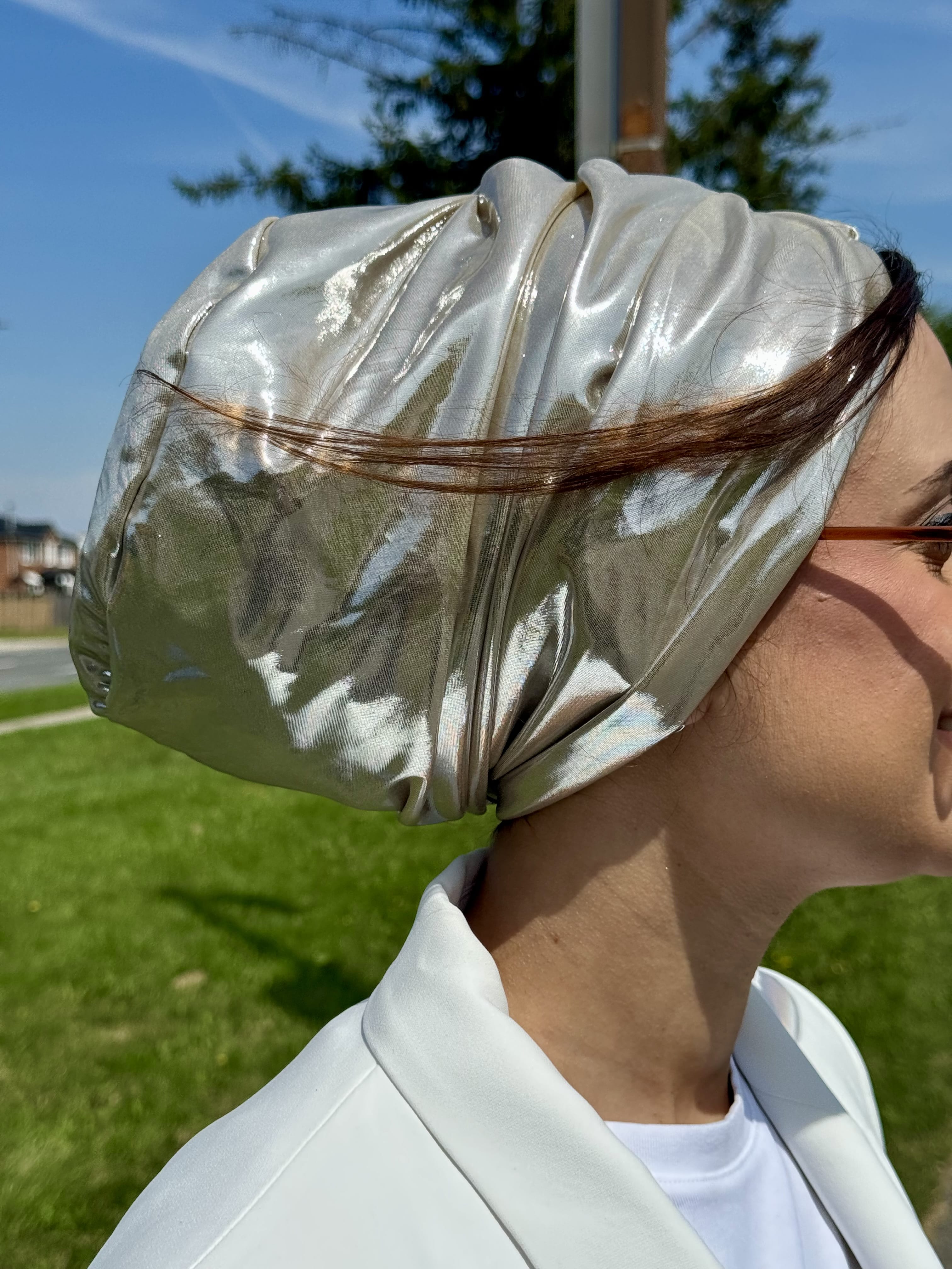 Beanie Double Drapes Metallic - Gold