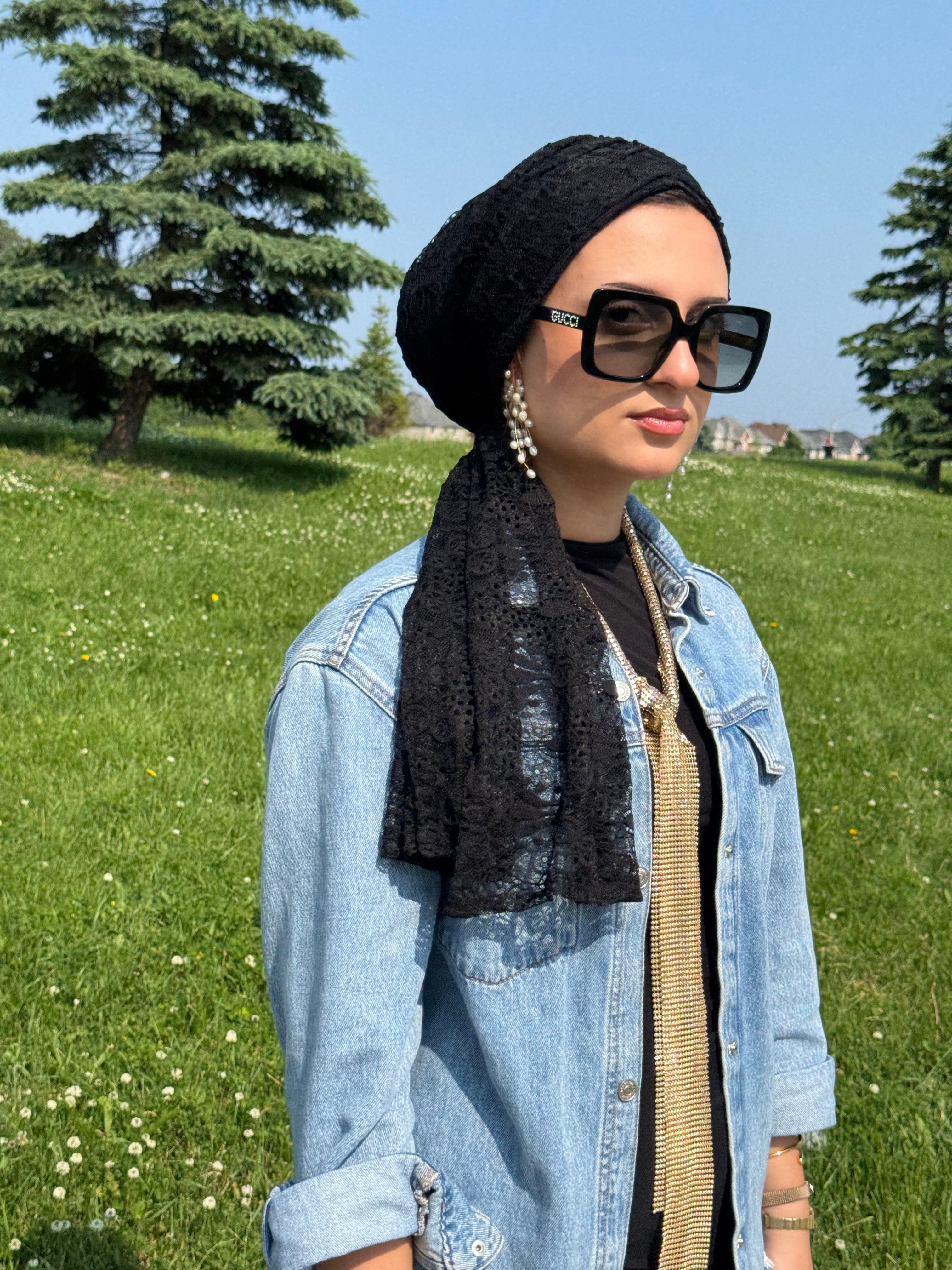 Beanie Wrap Lace - Black