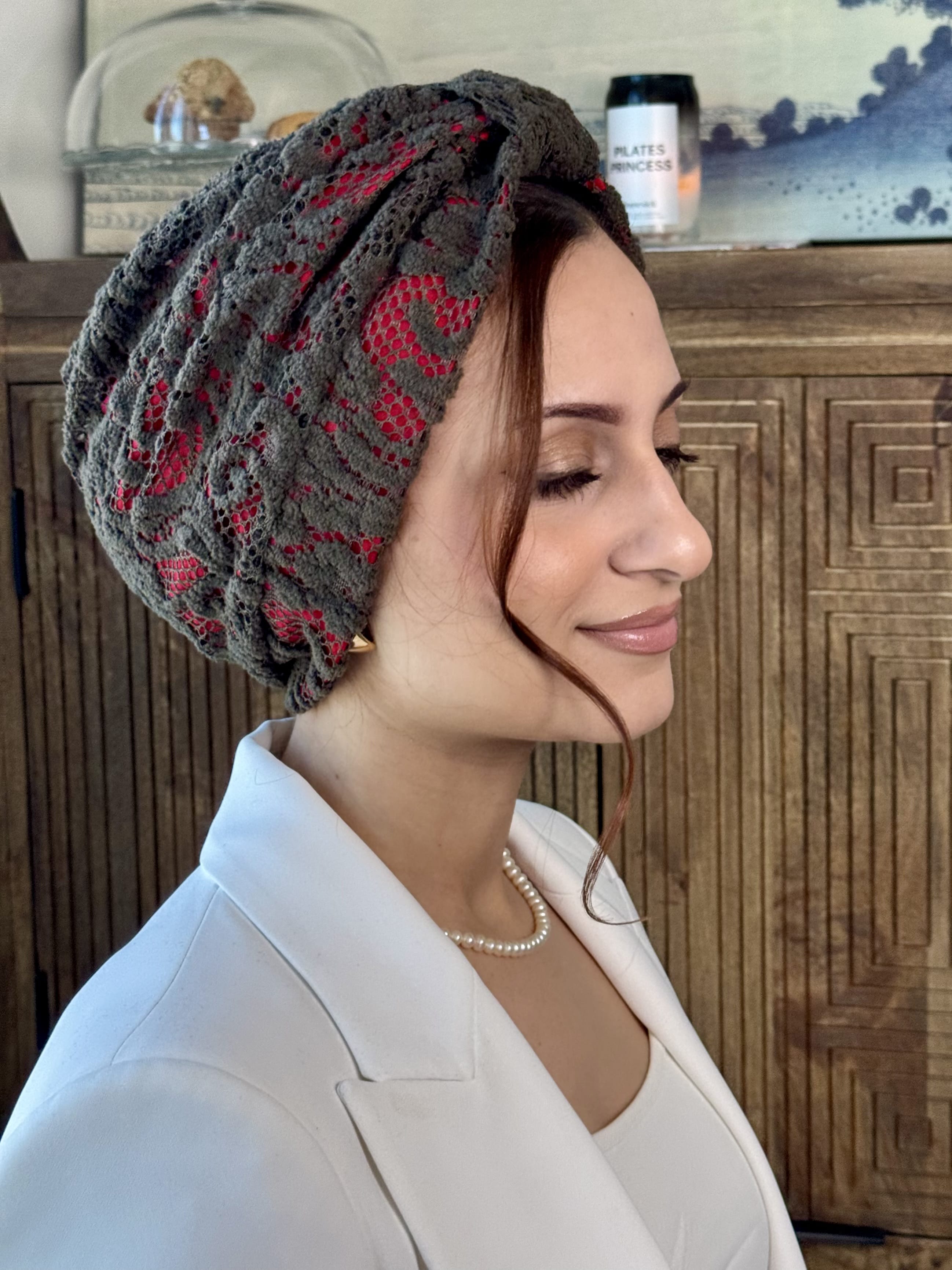 Turban Basic Lace - Chocolate Red