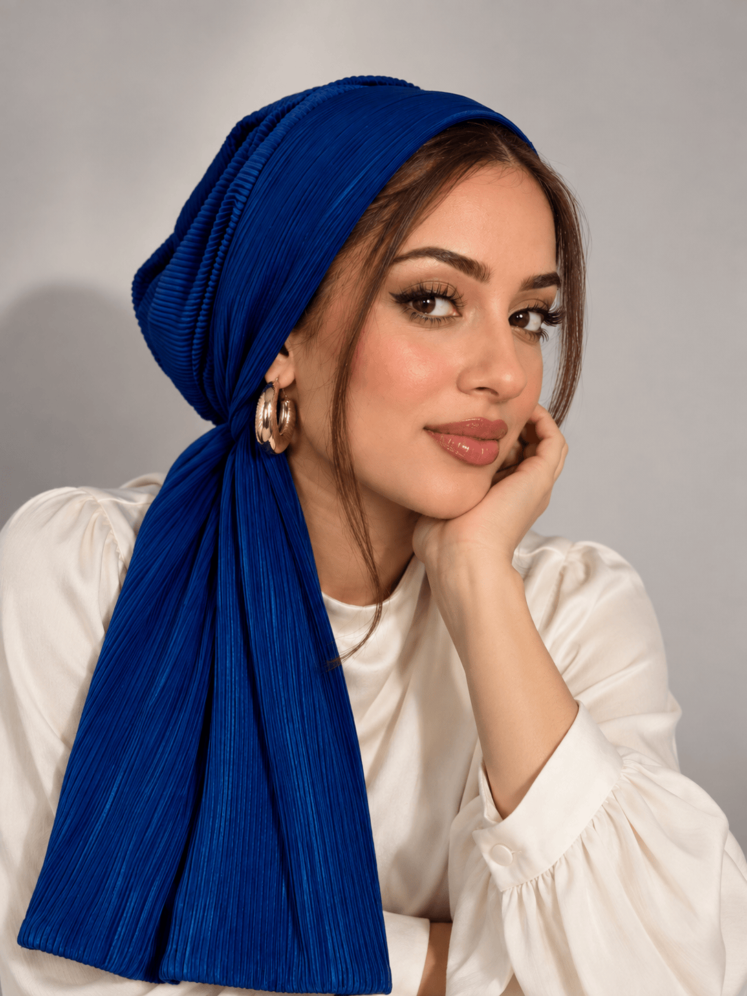 Beanie Pleated Wrap - Teal