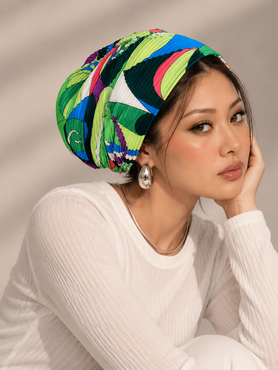 Beanie Pleated - Candy Green