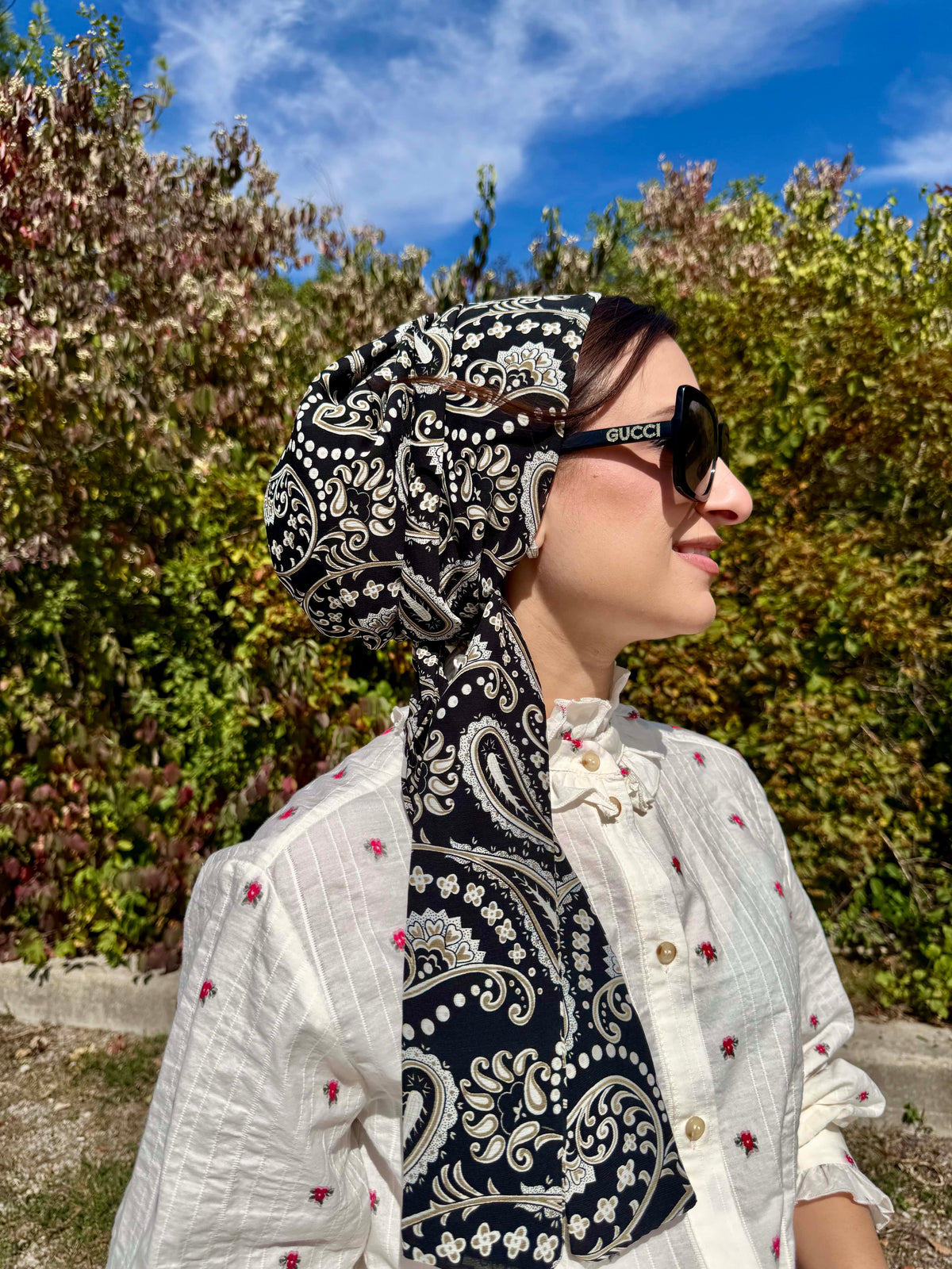 Beanie Wrap Chiffon - Paisley Black Nudes