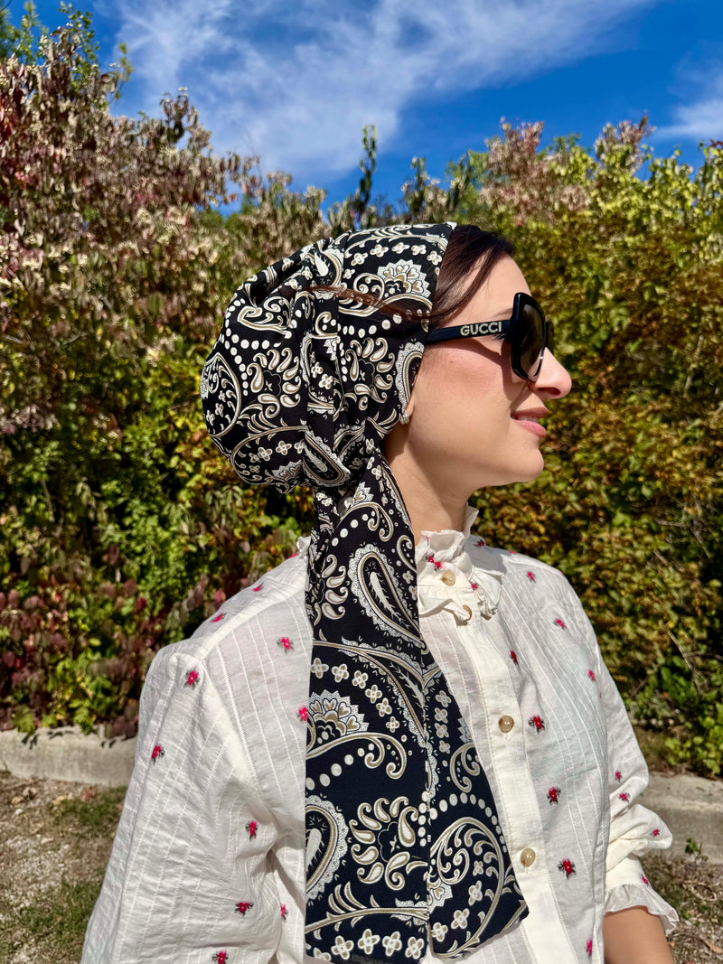 Beanie Wrap Chiffon - Paisley Black Nudes