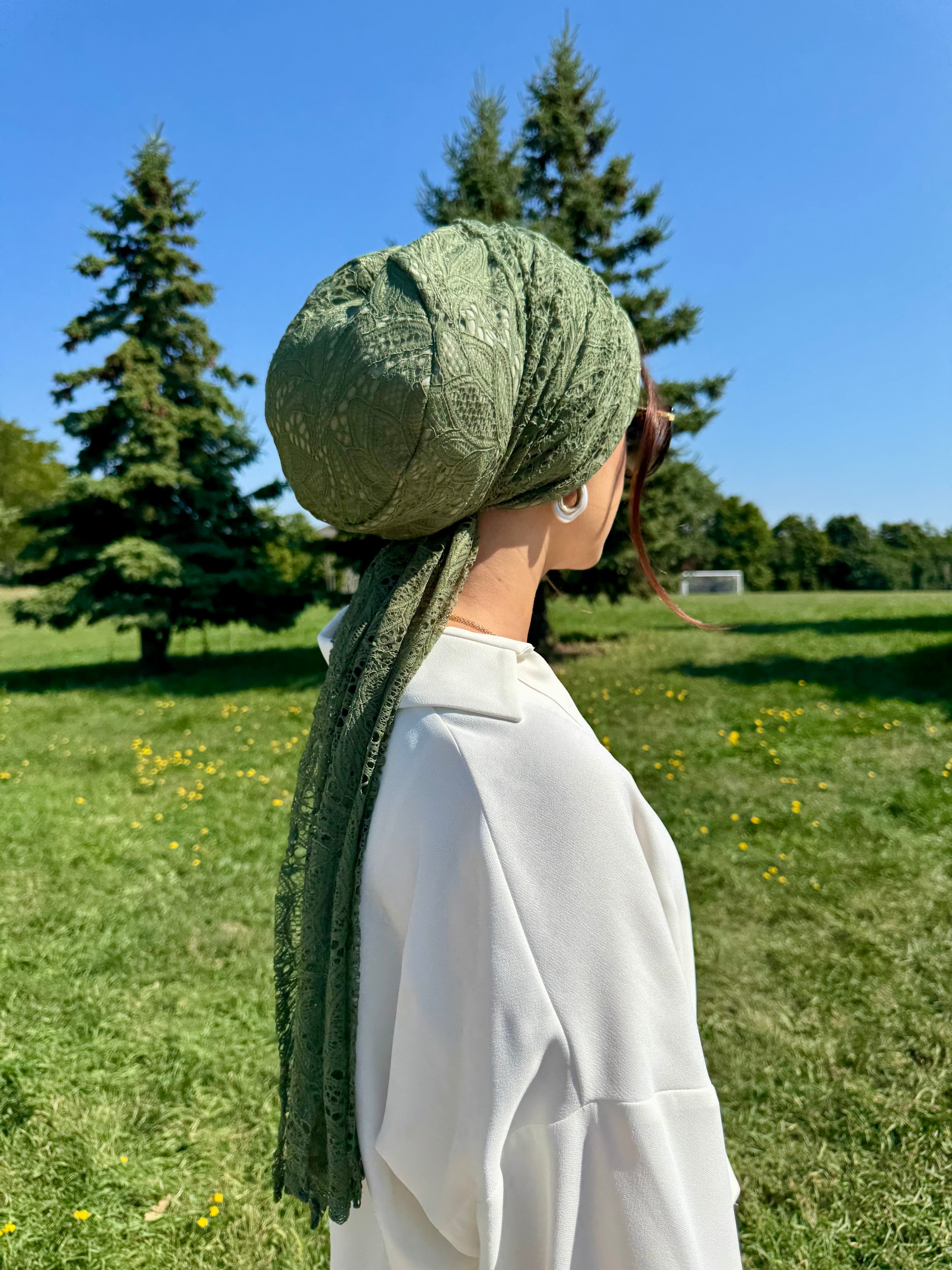 Beanie Wrap Lace - Olive