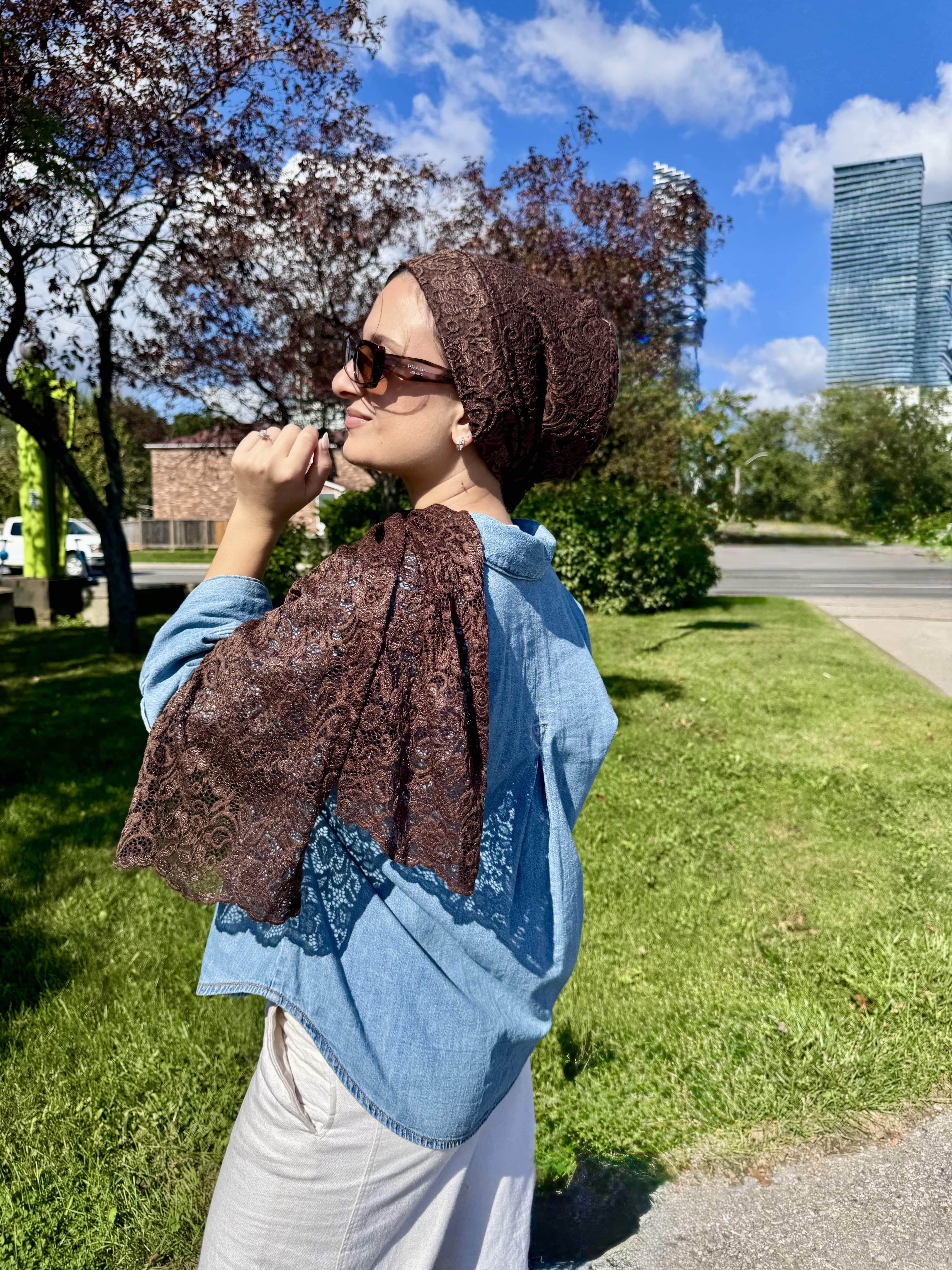 Beanie Wrap Lace - Dark Chocolate