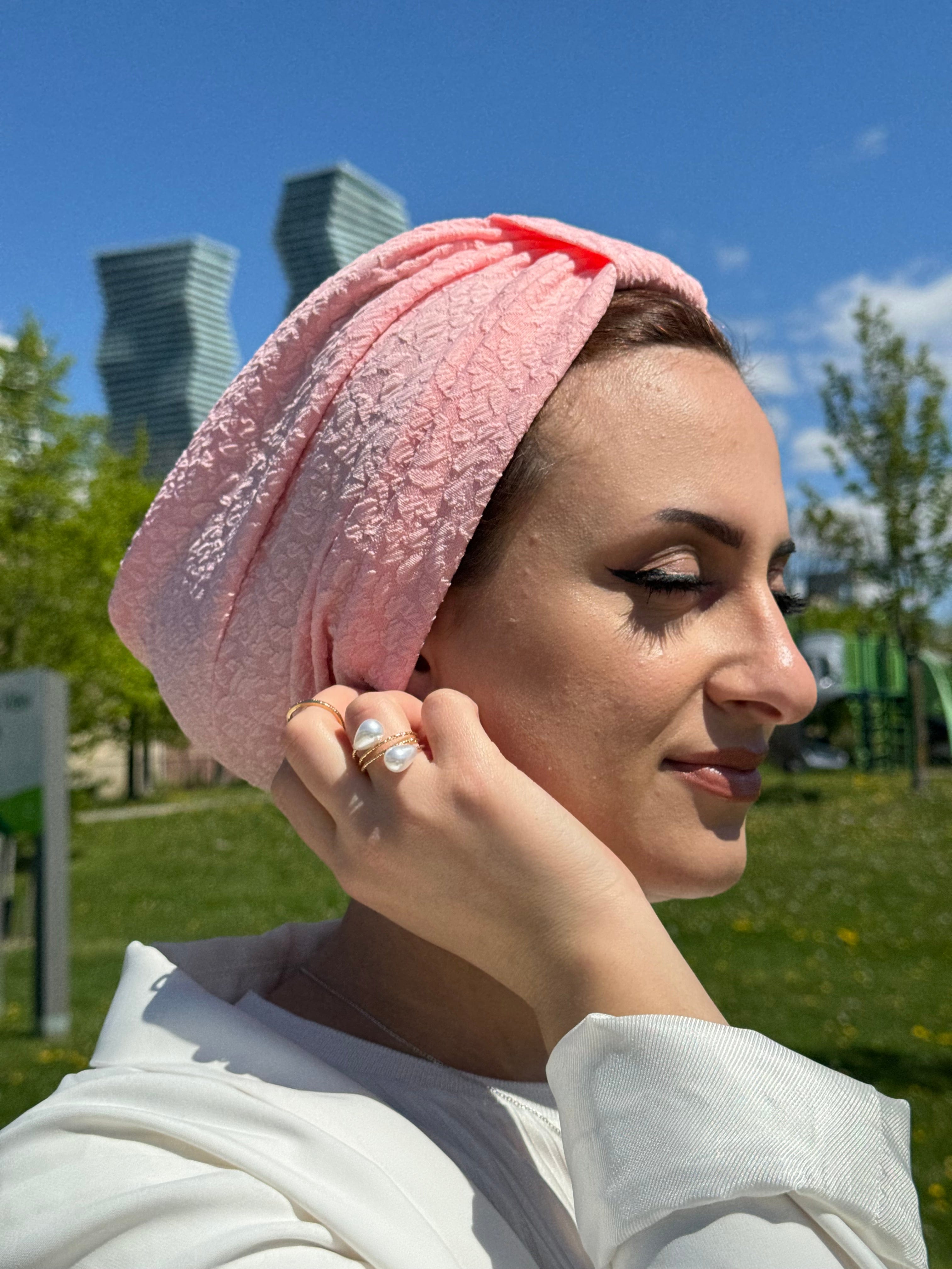 Turban Printed Jersey - Baby Pink