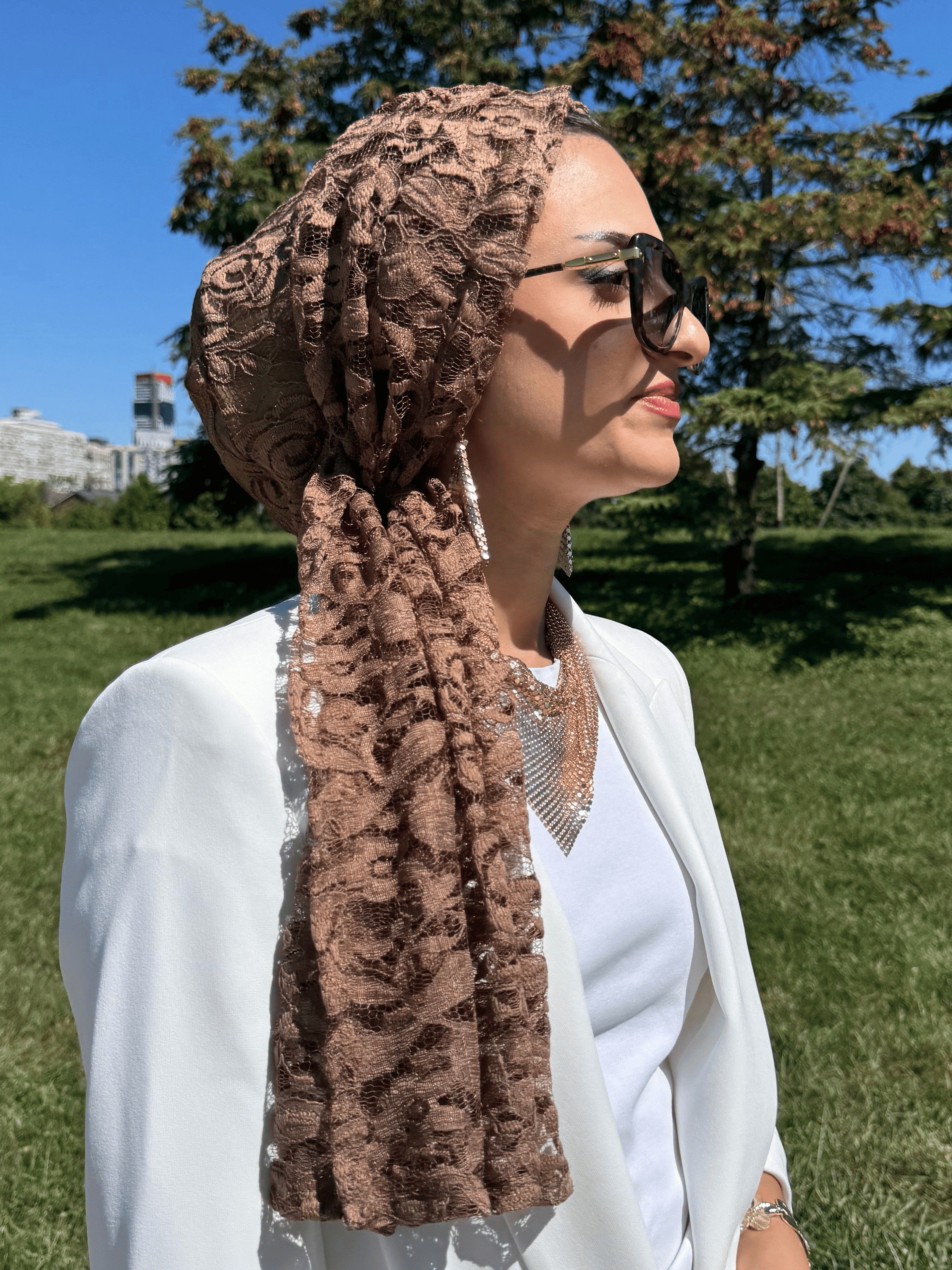 Beanie Wrap Lace - Brown