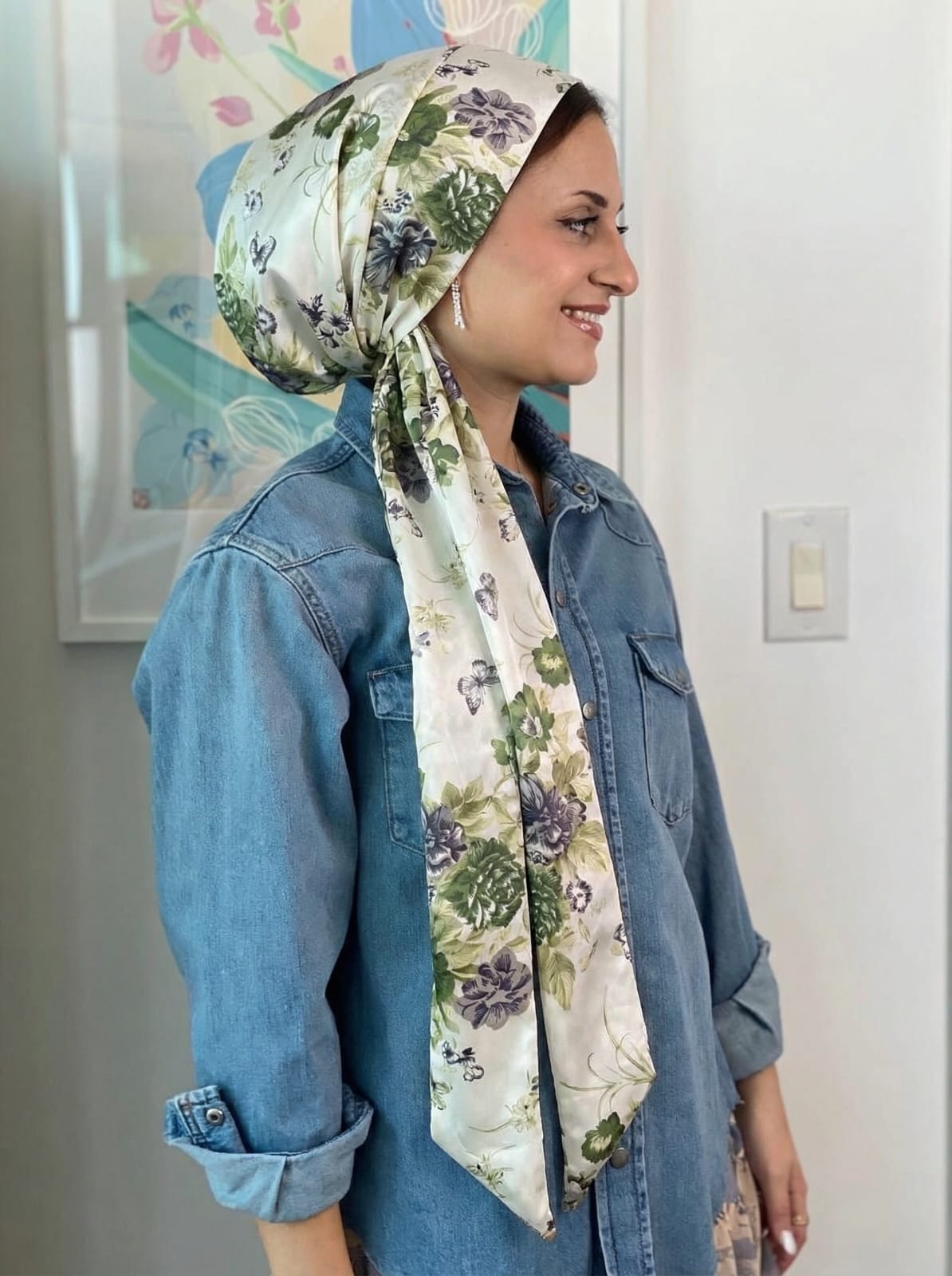 Head Wrap Satin - Green Garden