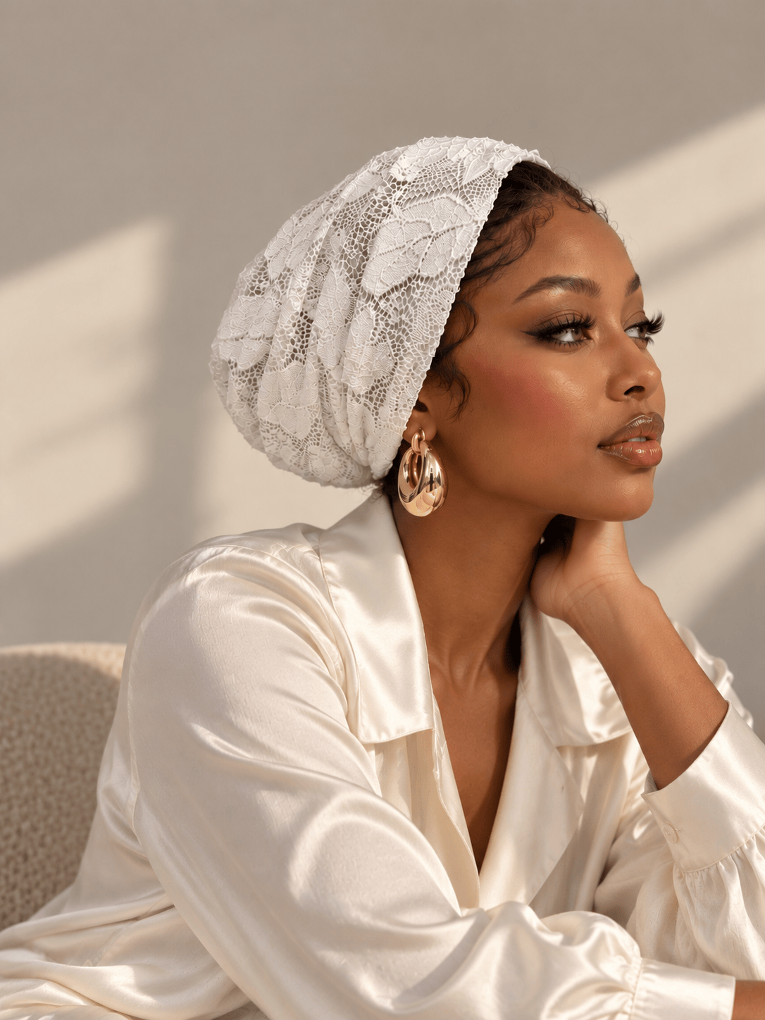 Beanie Drapes Lace - Off White