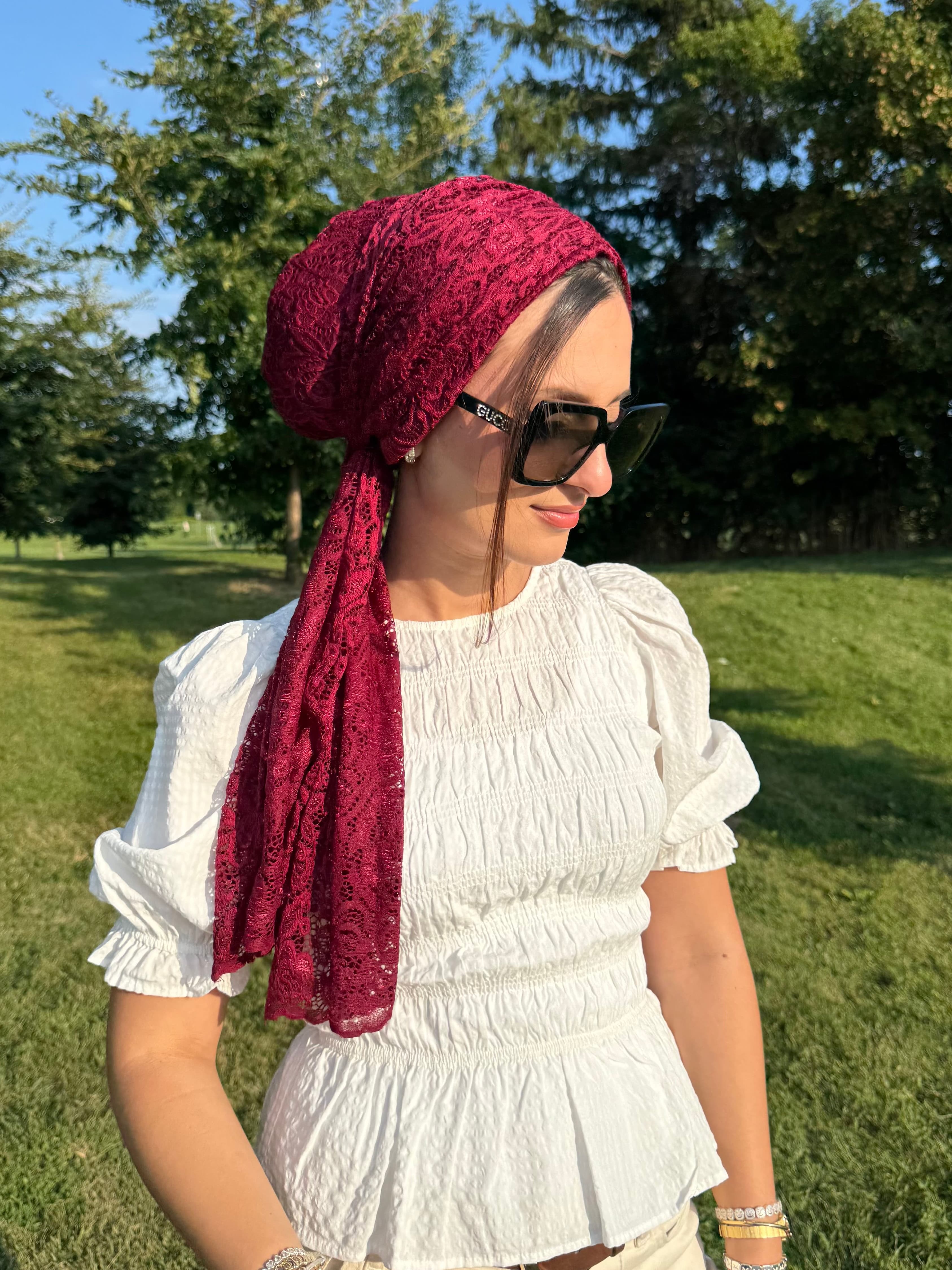 Beanie Wrap Lace - Bordeaux