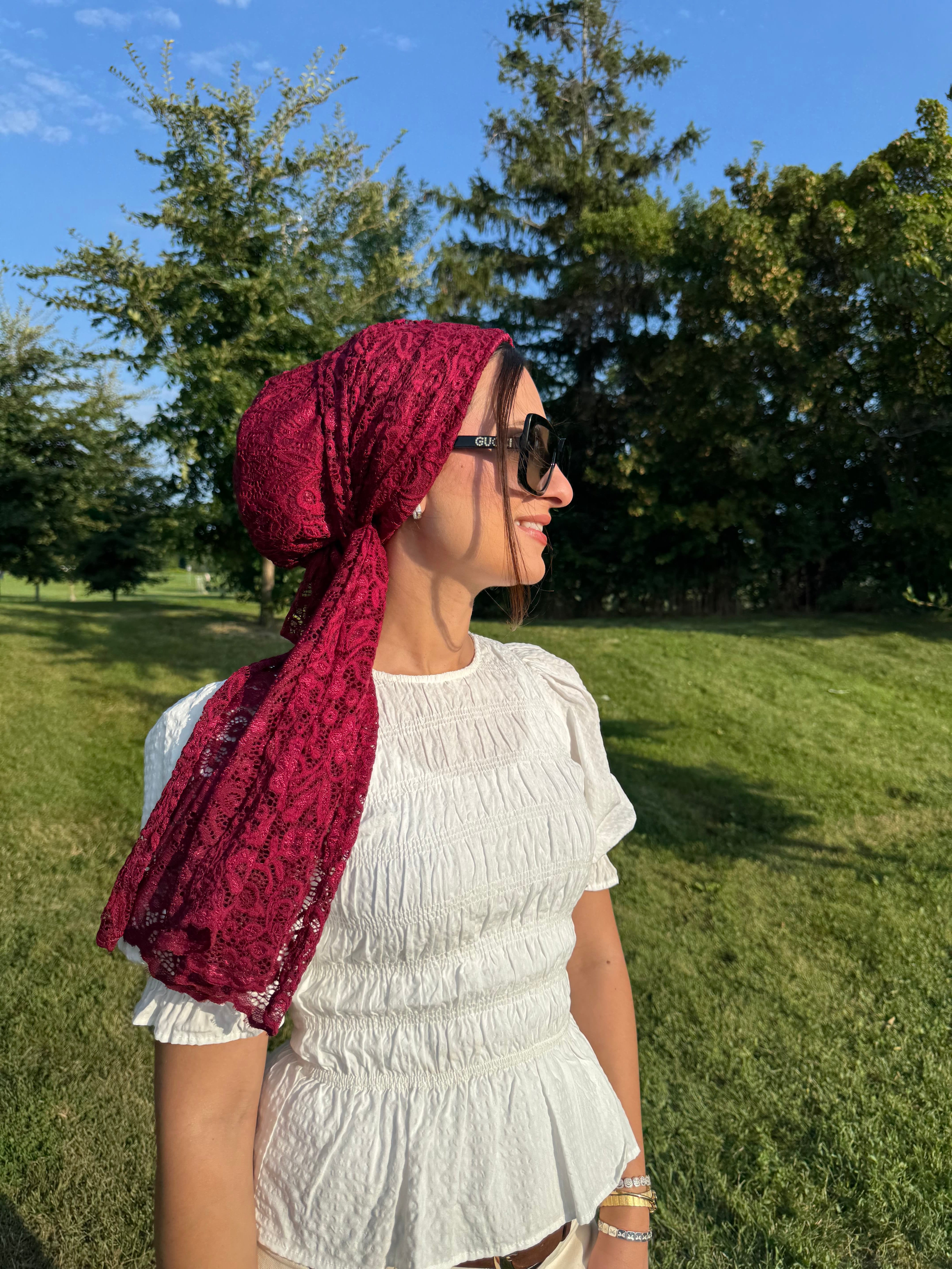 Beanie Wrap Lace - Bordeaux