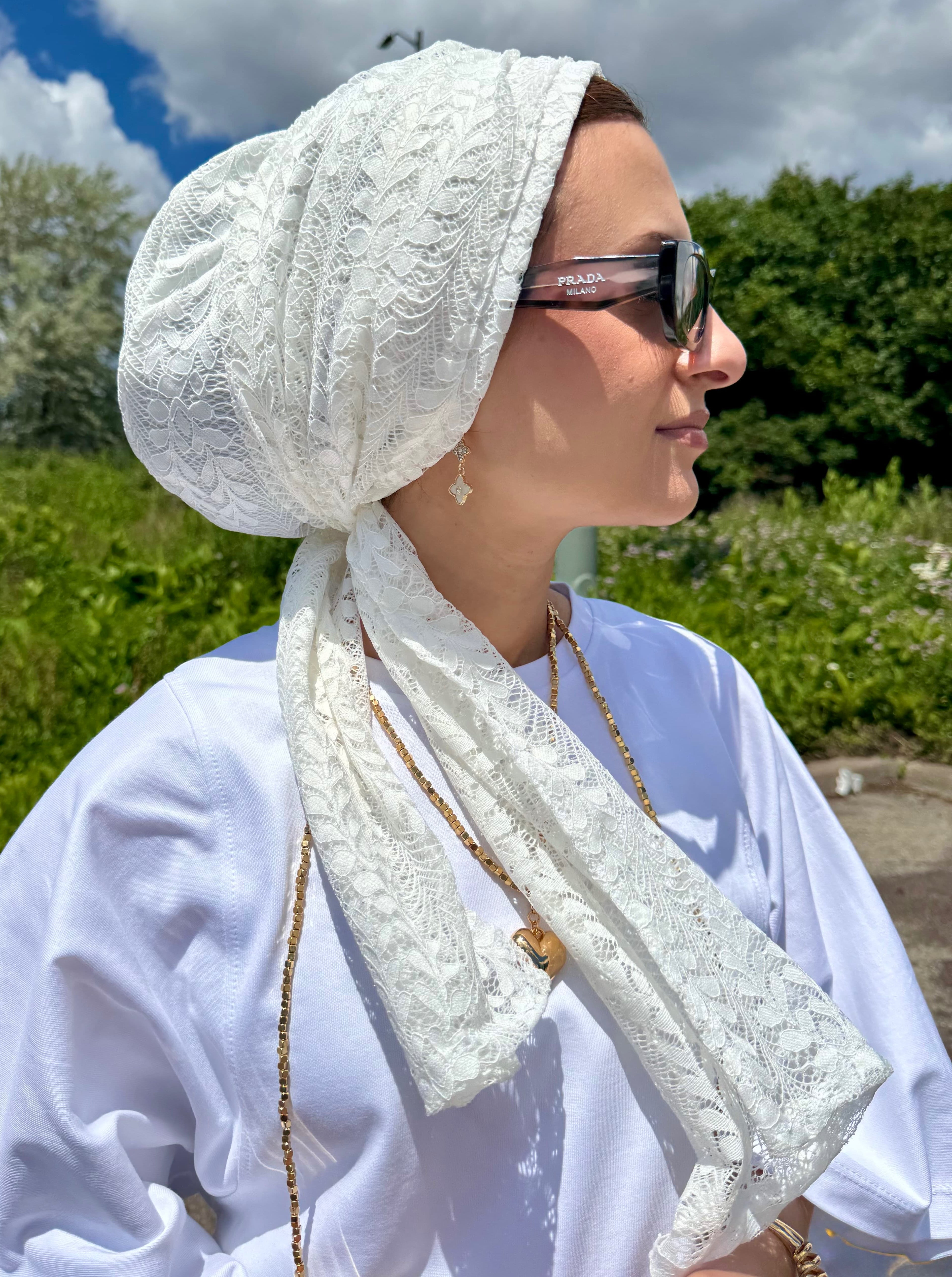 Beanie Wrap Lace - Off White