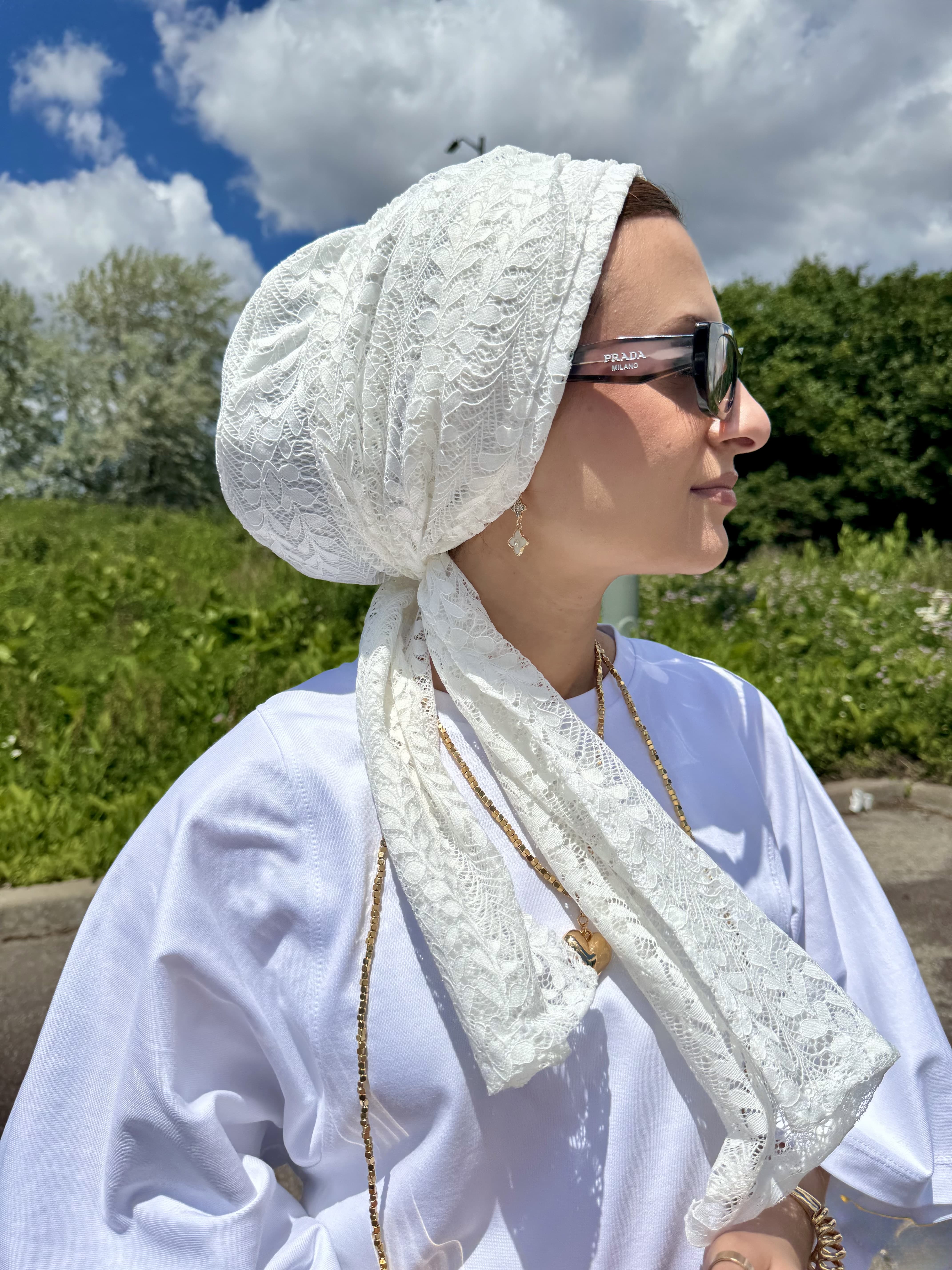 Beanie Wrap Lace - Off White