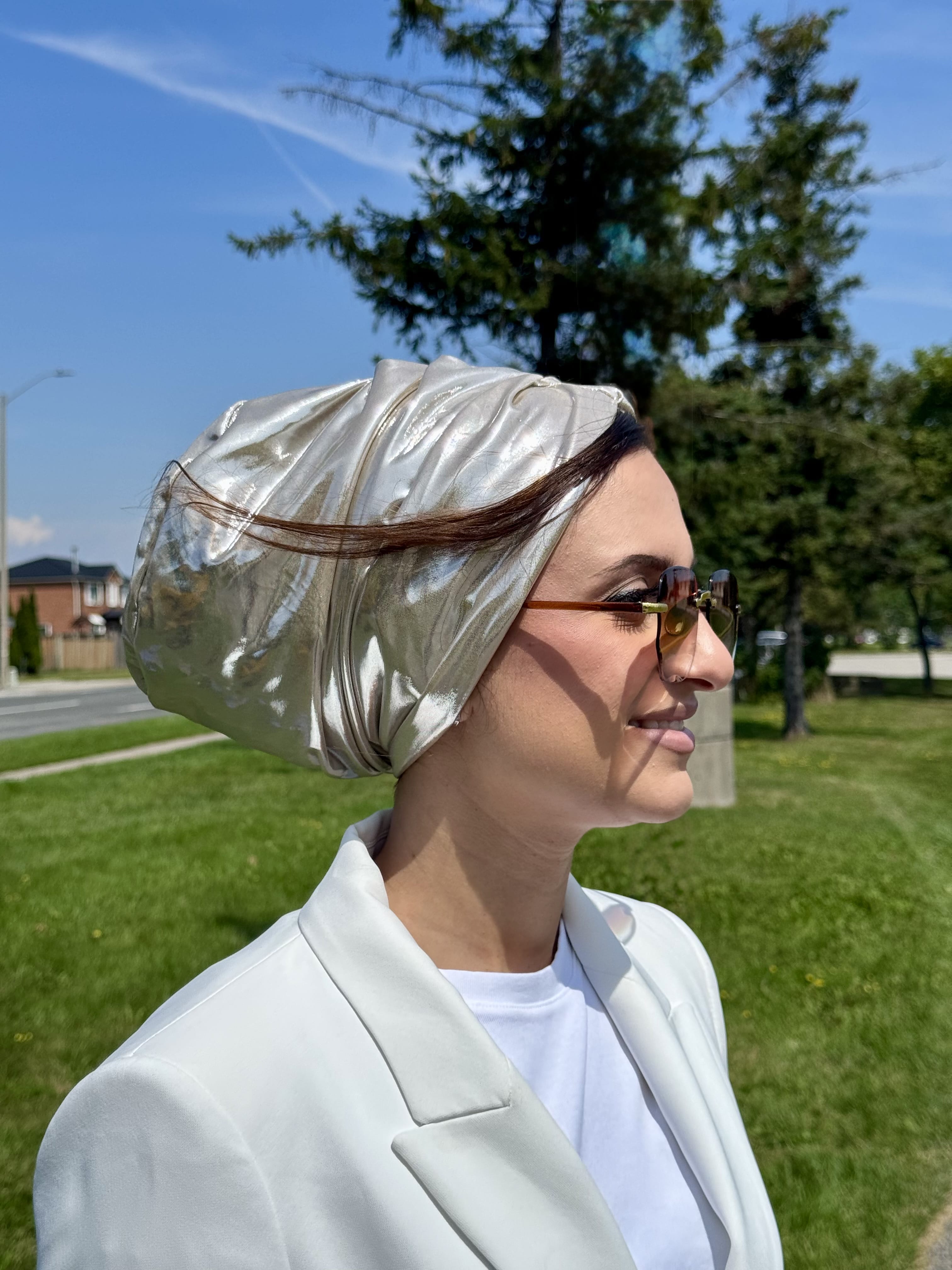Beanie Double Drapes Metallic - Gold