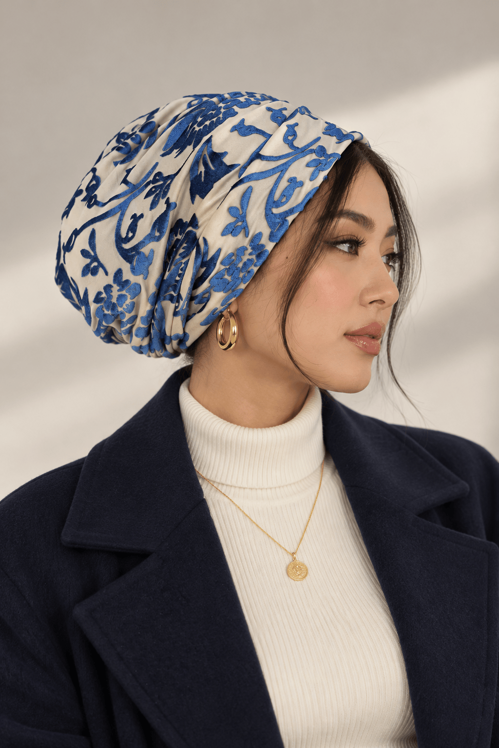 Two-Piece Velvet Tulle Beanie - Blue Nude